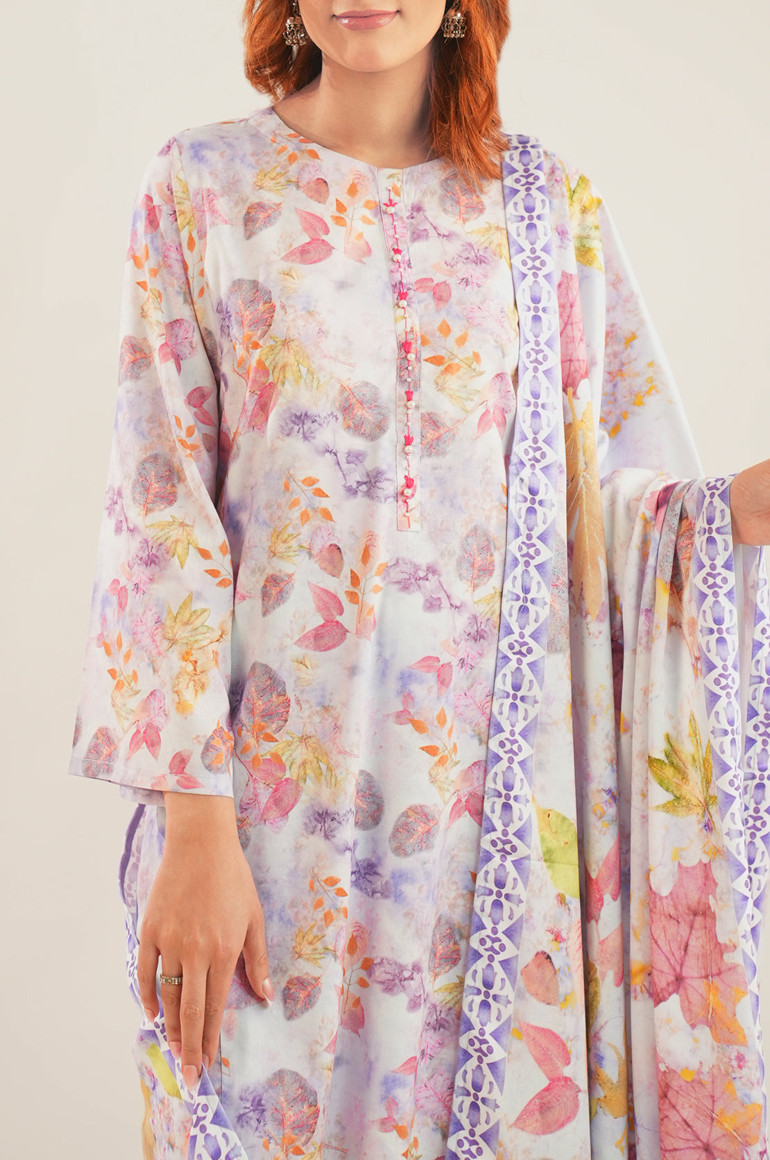 Printed Slub Cotton Stitched Shirt75054