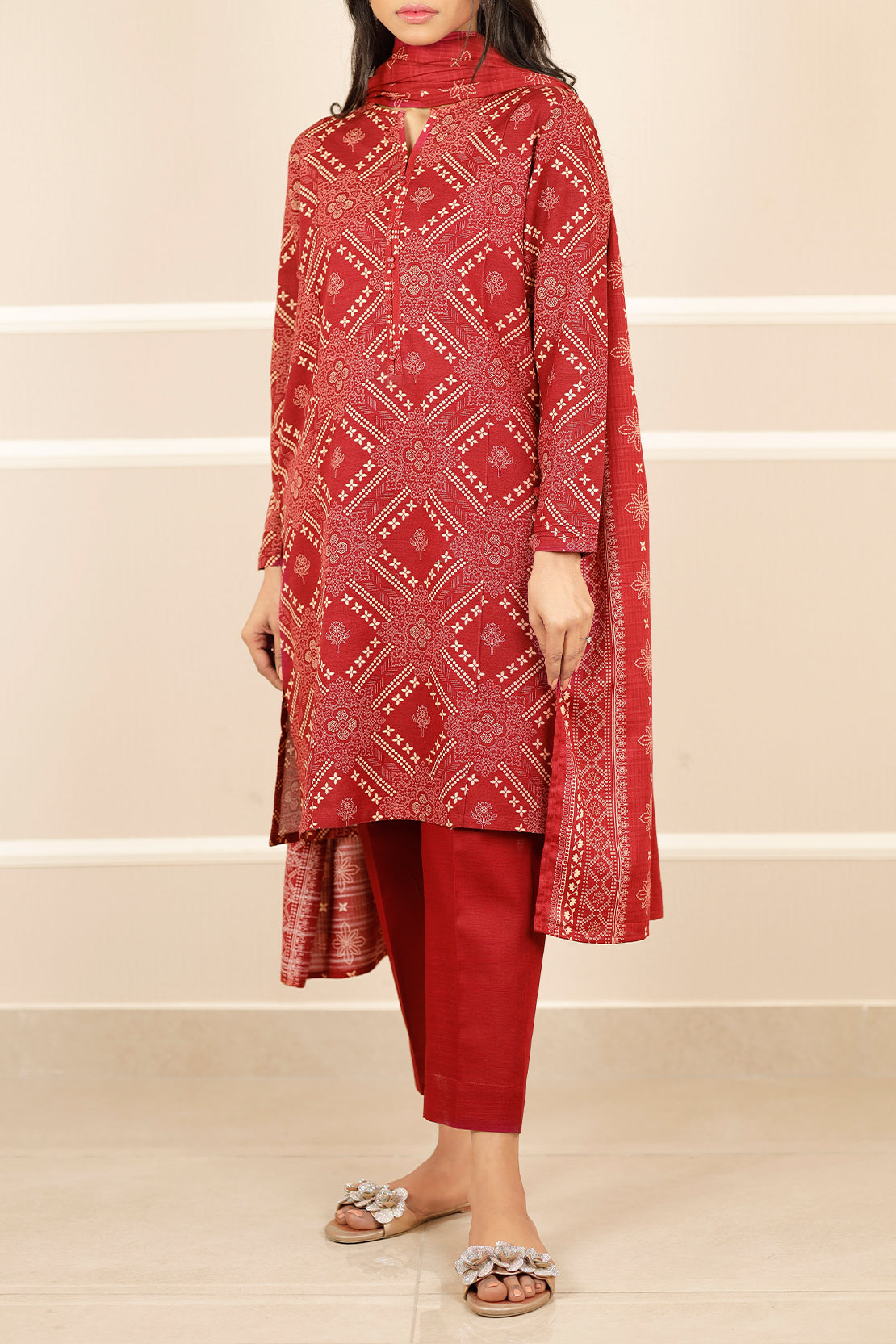 Printed Khaddar Stitched 2 Piece (Shirt/Trouser)75124