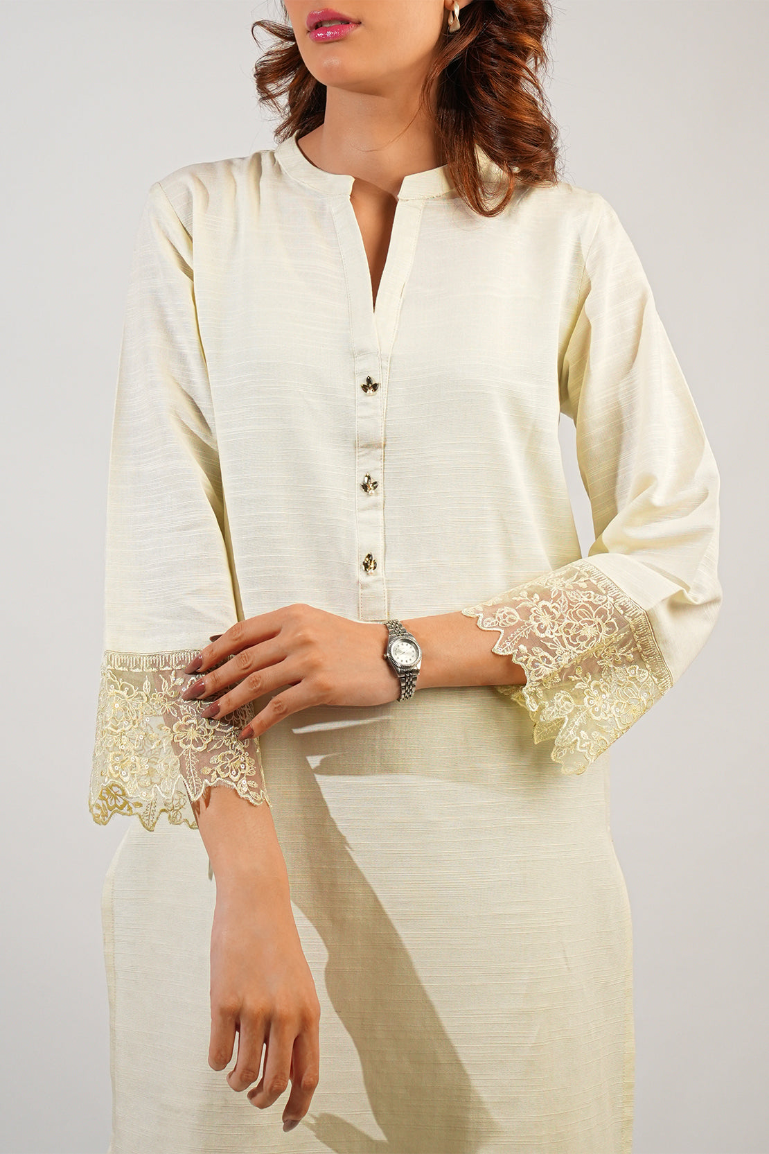 Solid Embroidered Khaddar Stitched Shirt83098