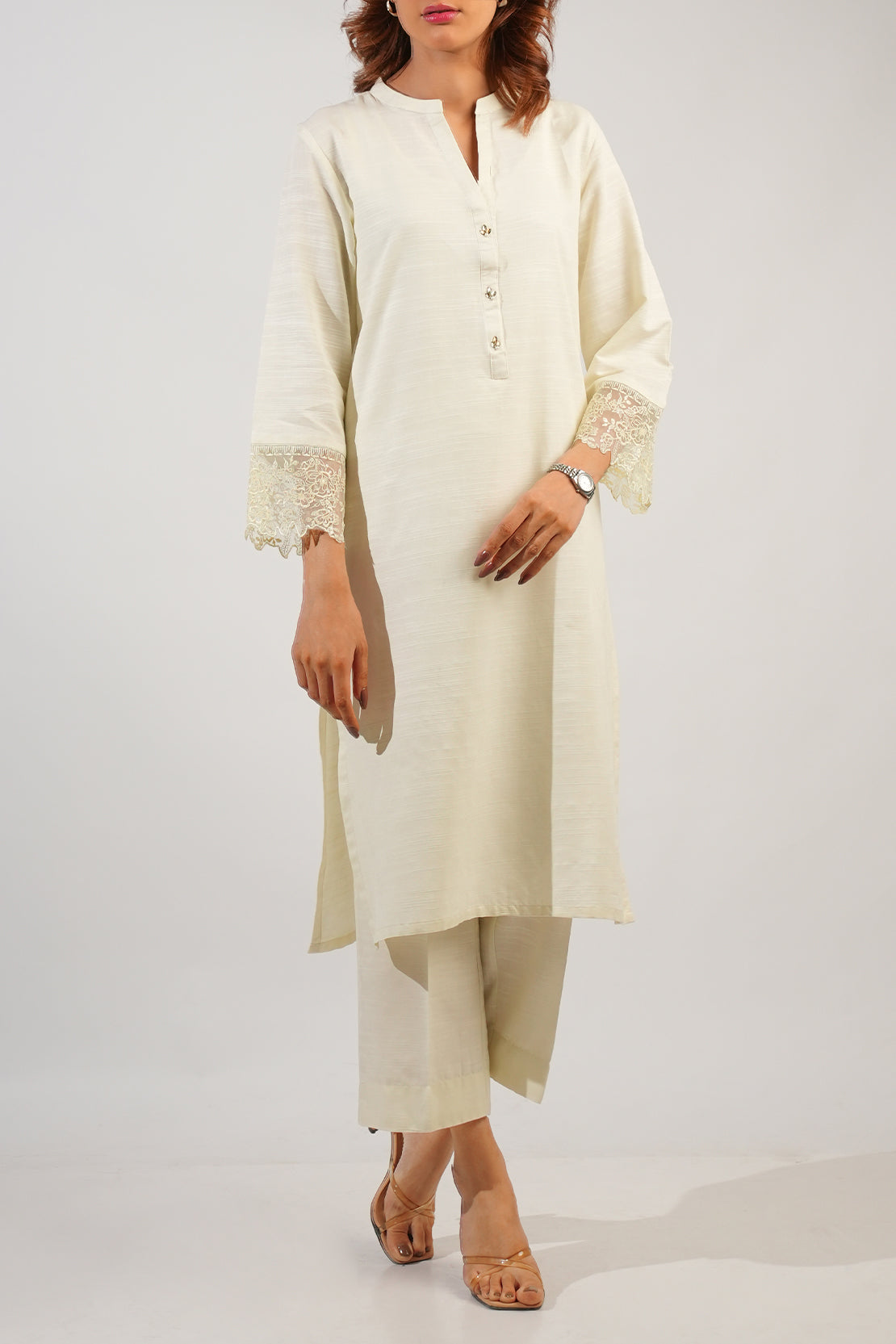 Solid Embroidered Khaddar Stitched Shirt83098