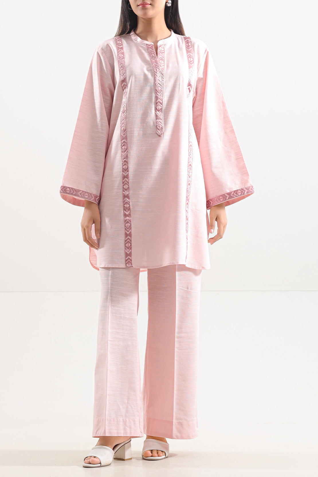 Solid Embroidered Linen Stitched 2 Piece (Shirt/Trouser)85095