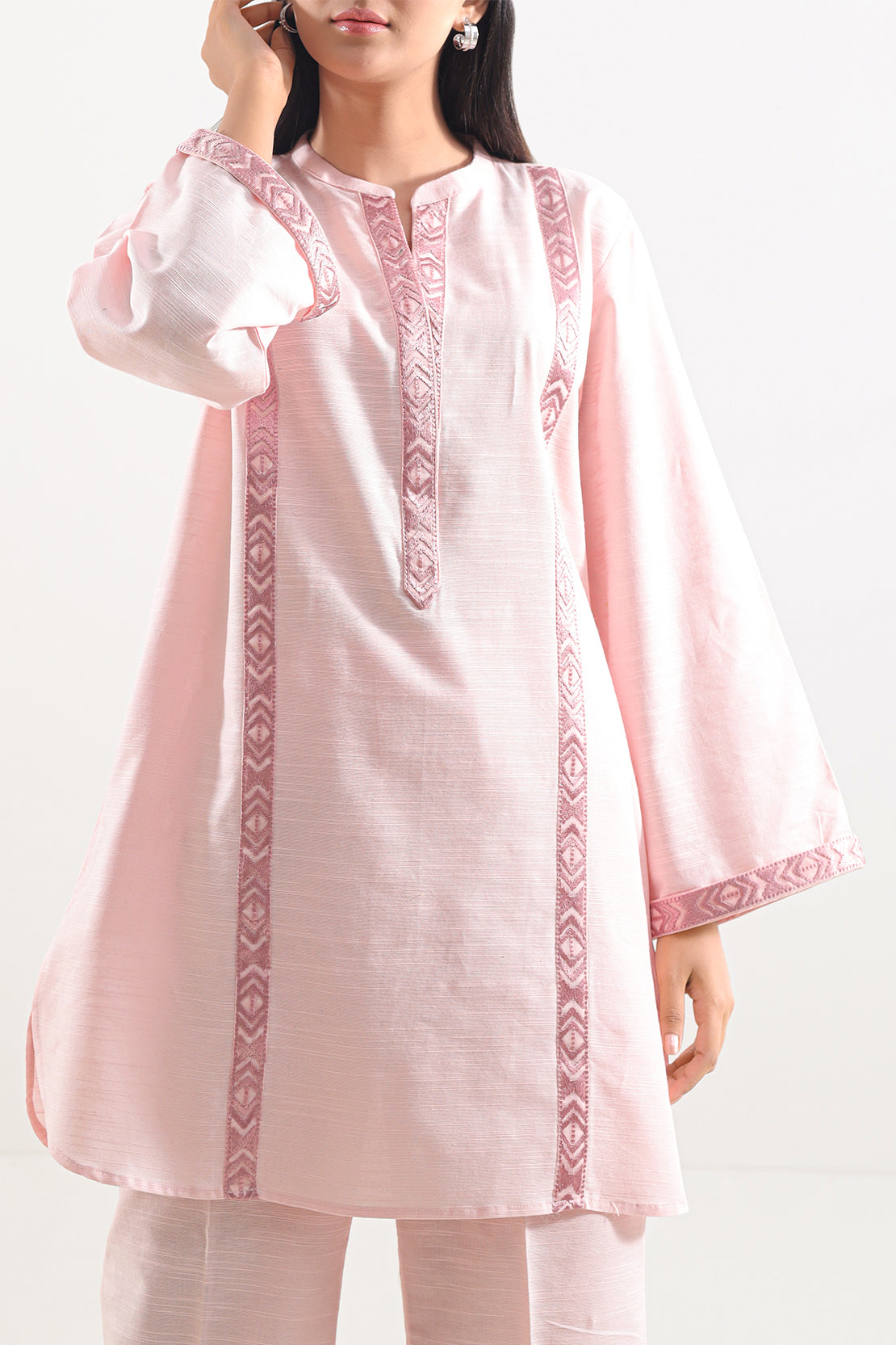 Solid Embroidered Linen Stitched 2 Piece (Shirt/Trouser)85095