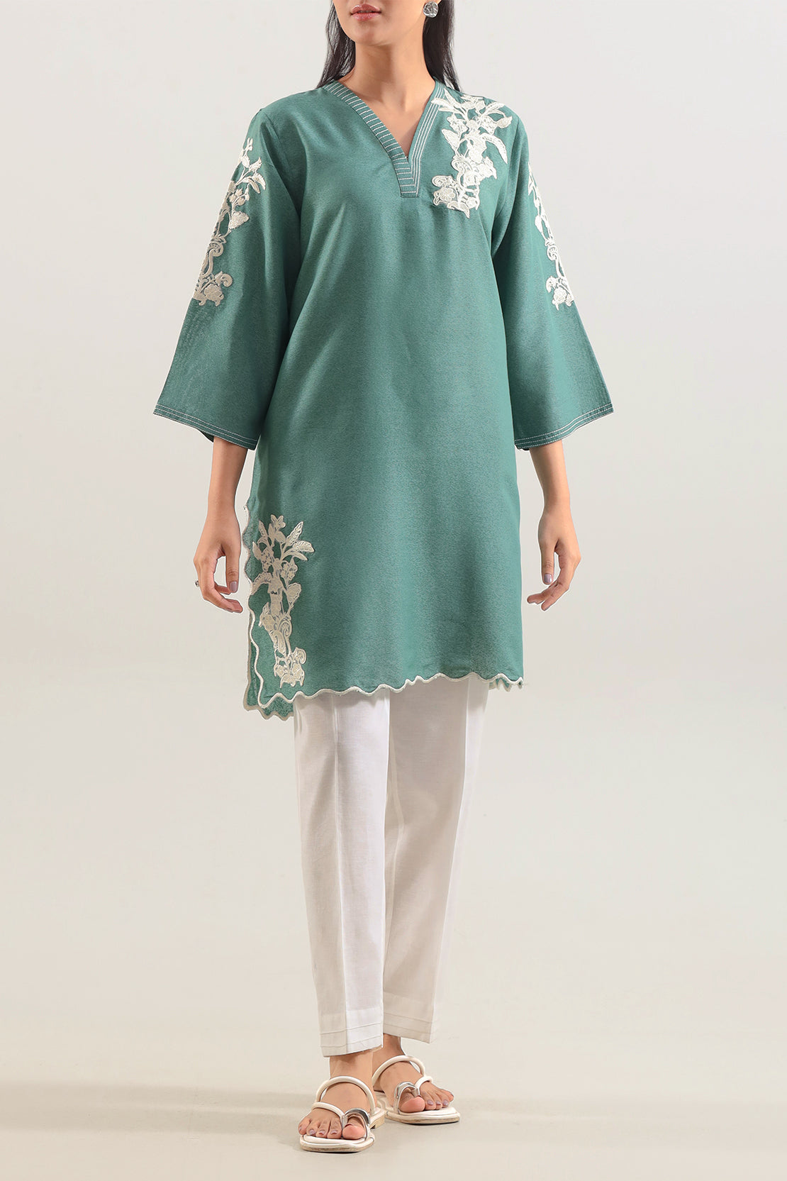 Solid Embroidered Karandi Stitched Shirt106723