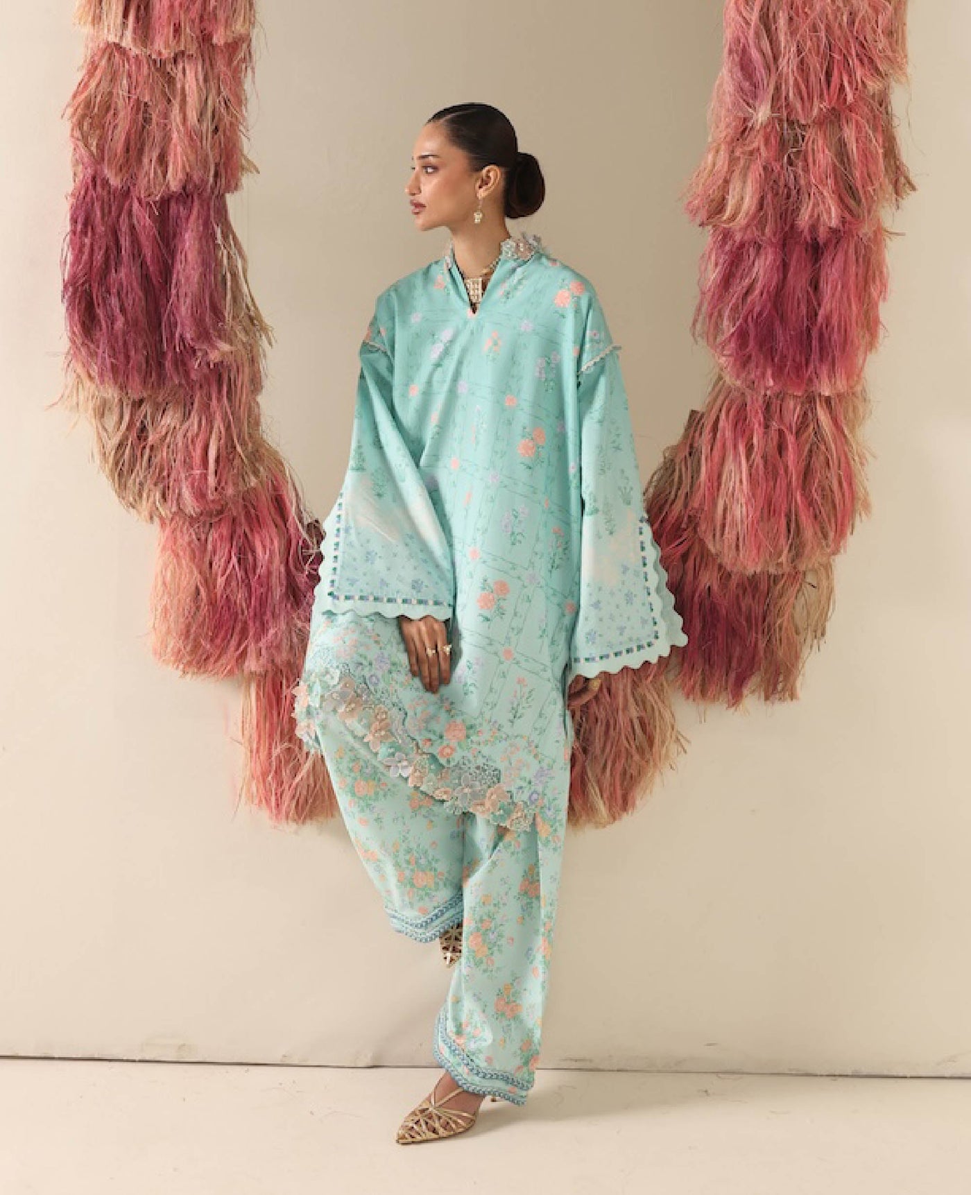 Plain Chiffon Dupatta with Trimmings