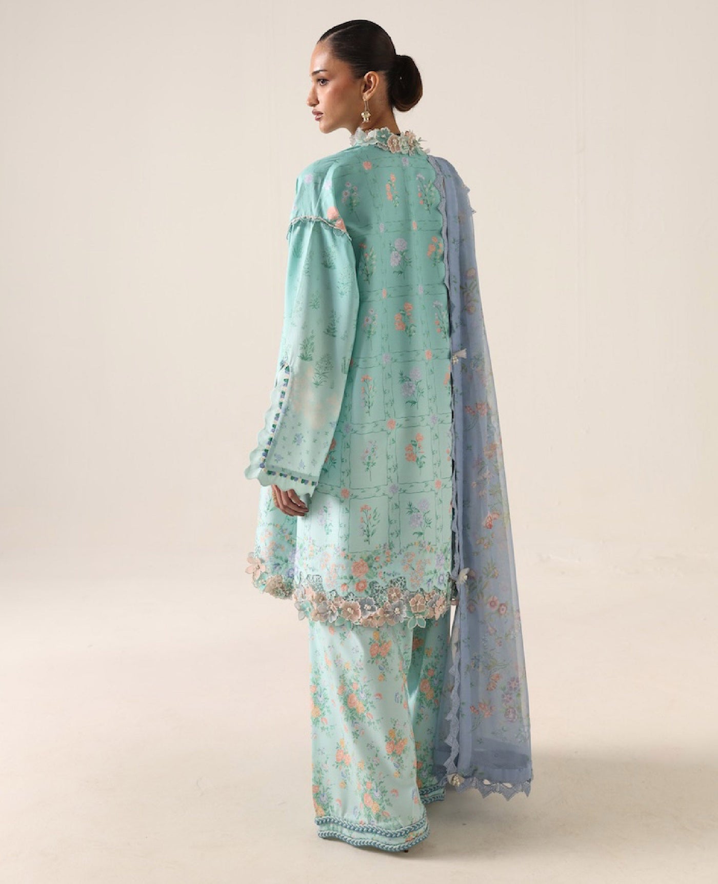 Plain Chiffon Dupatta with Trimmings