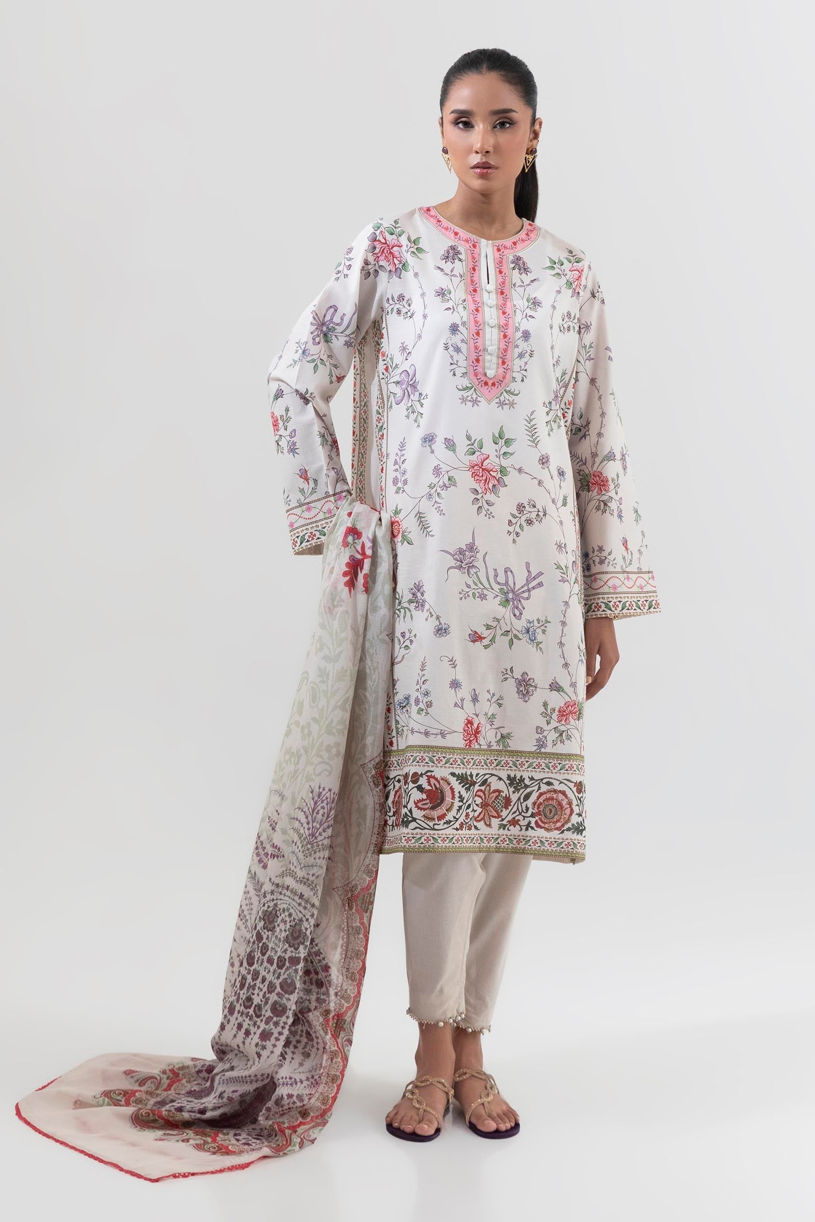 Stitched Multi Printed Shirt + Dupatta
