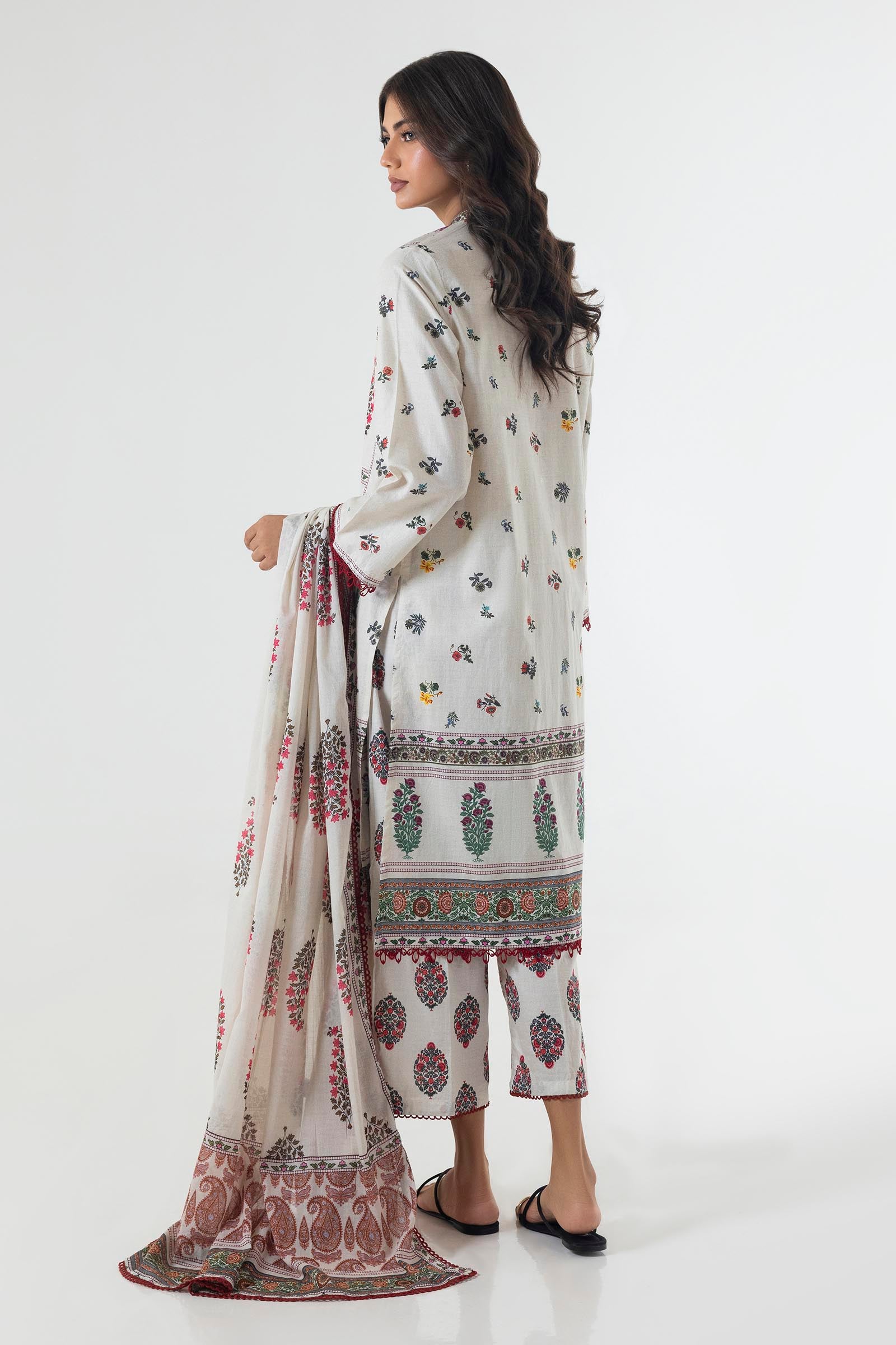 Printed Khaddar Flared Pants