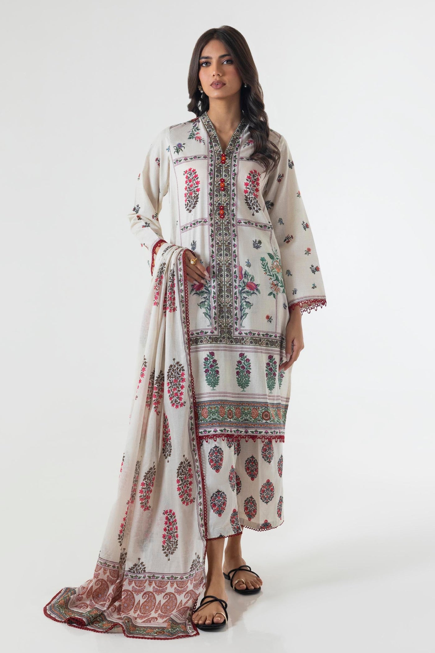 Stitched Basic Lawn Shirt + Dupatta + Culotte