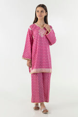 Stitched Kids Pink Embroidered Shirt + Culotte