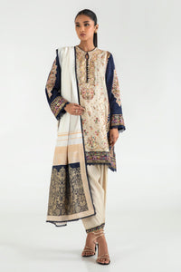 Stitched Navy & Beige Embroidered Shirt