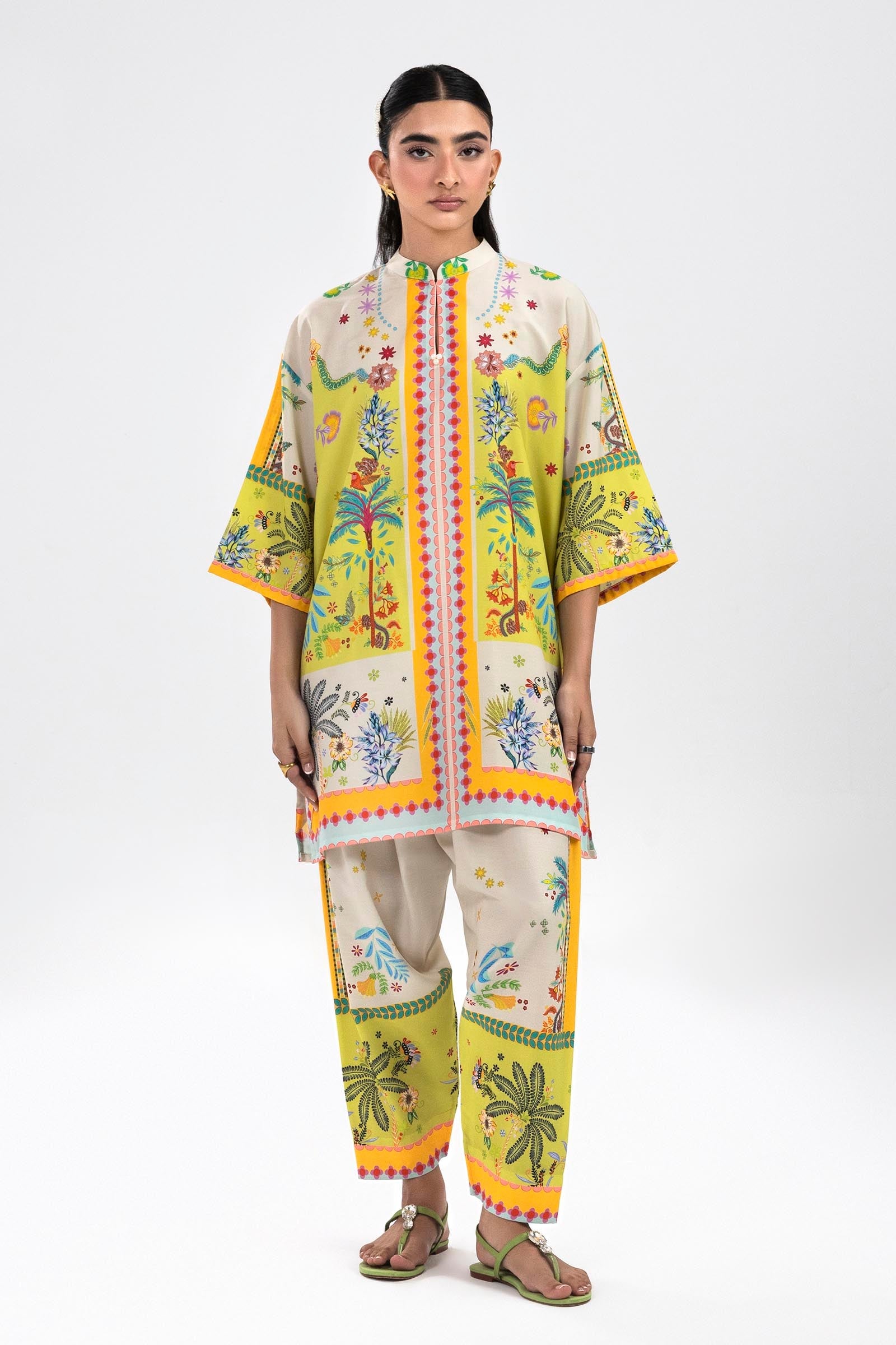 Stitched Printed Cambric Shirt + Skinny Shalwar