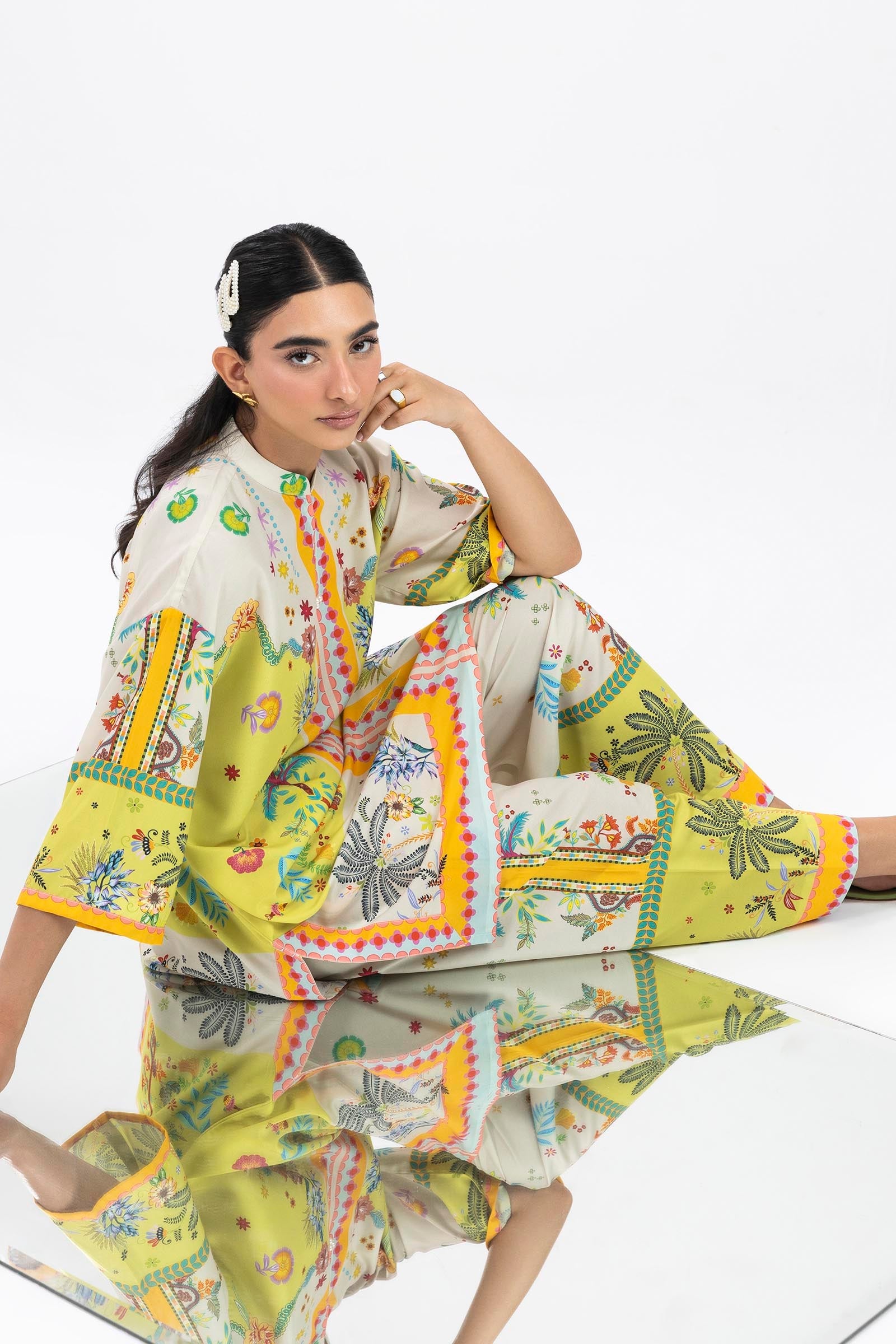 Stitched Printed Cambric Shirt + Skinny Shalwar