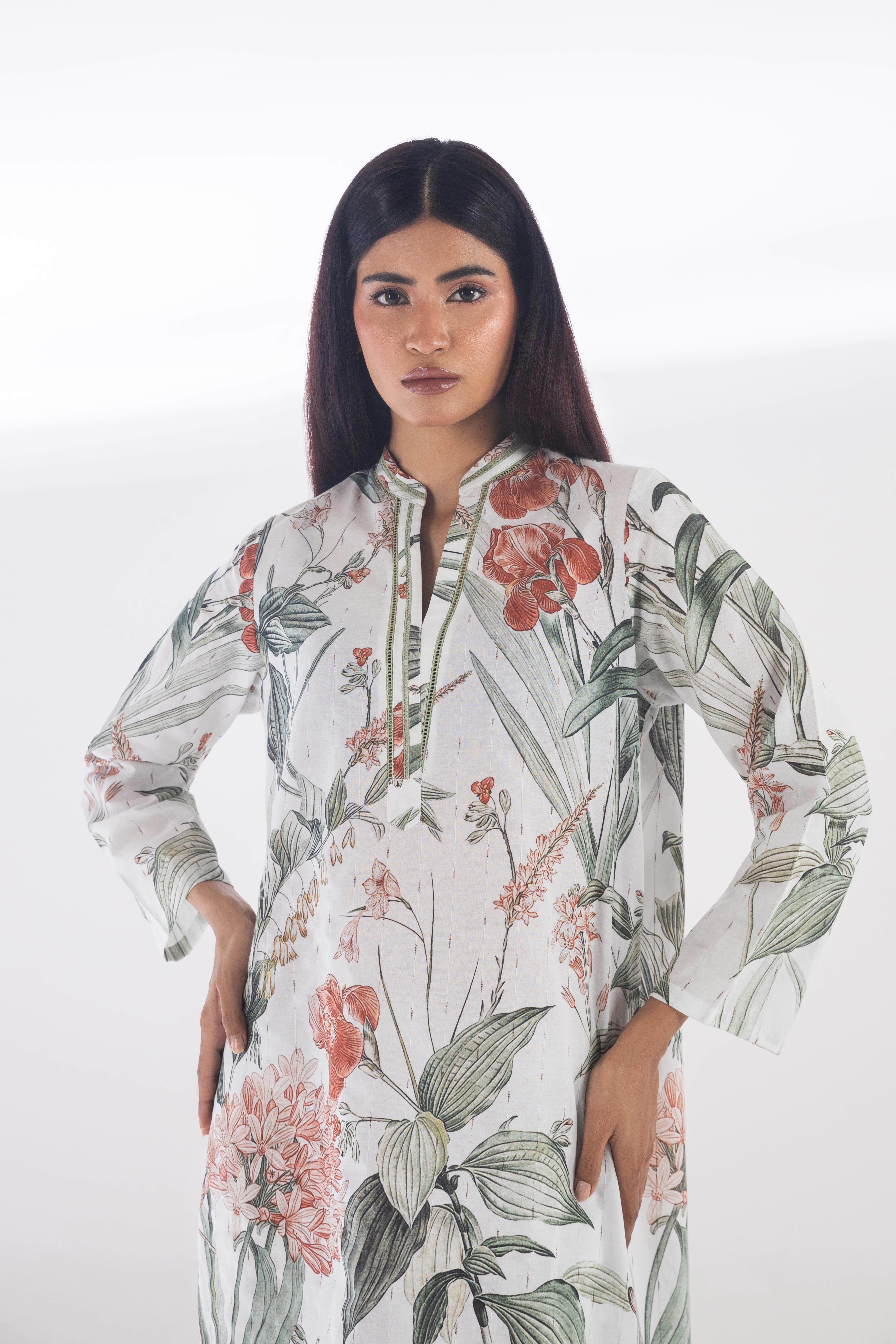 Stitched Printed Lawn Shirt + Culotte