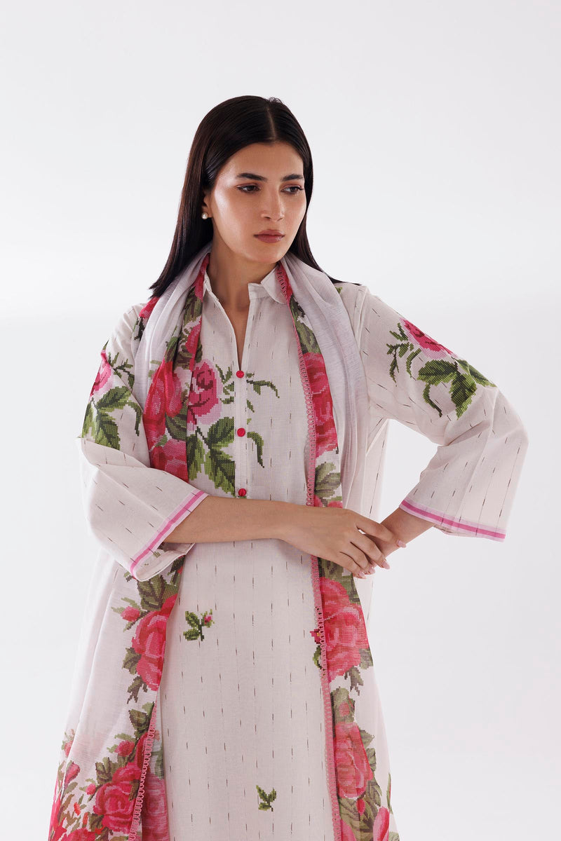 Stitched Lawn Embroidered Shalwar