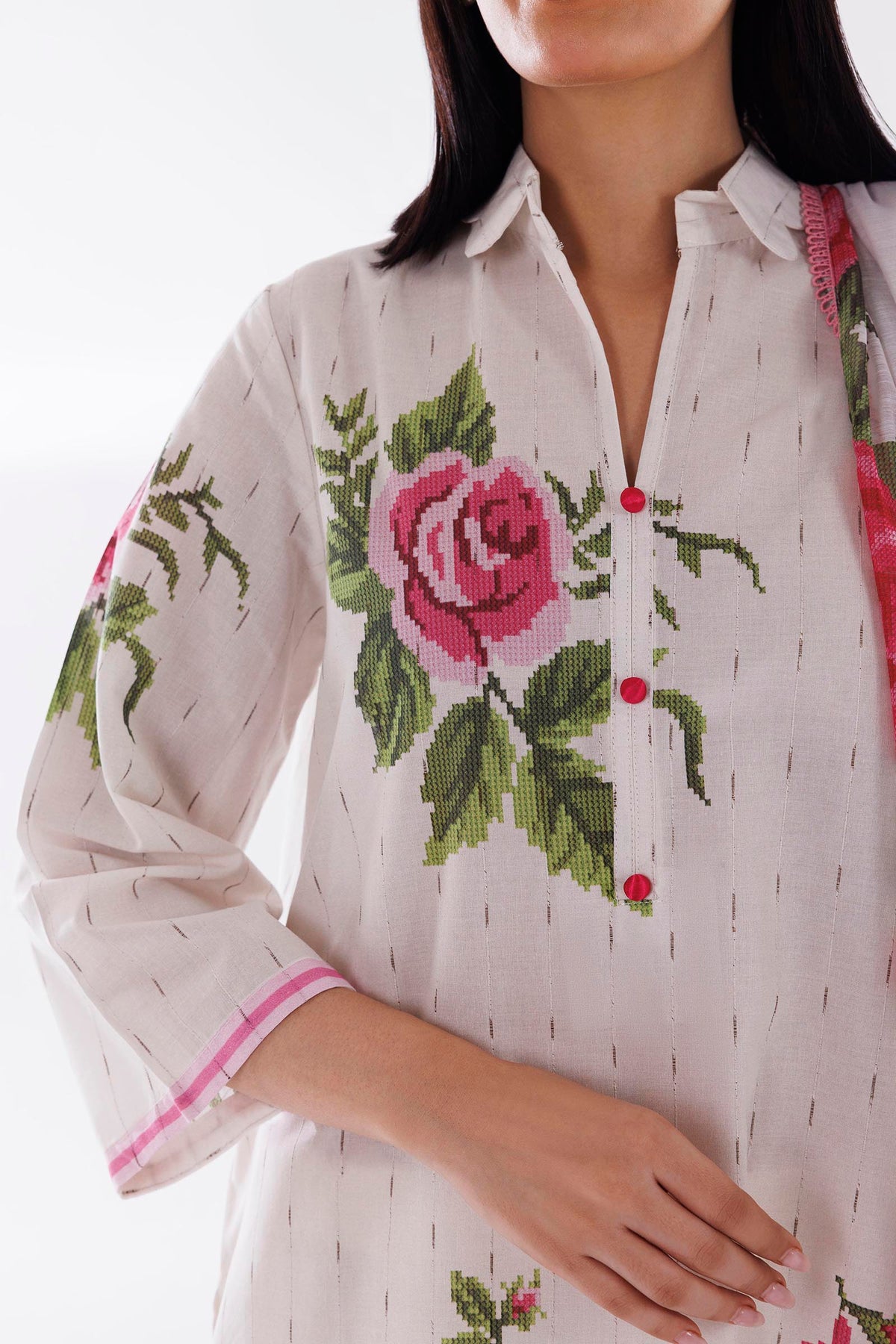 Stitched Printed Textured Shirt