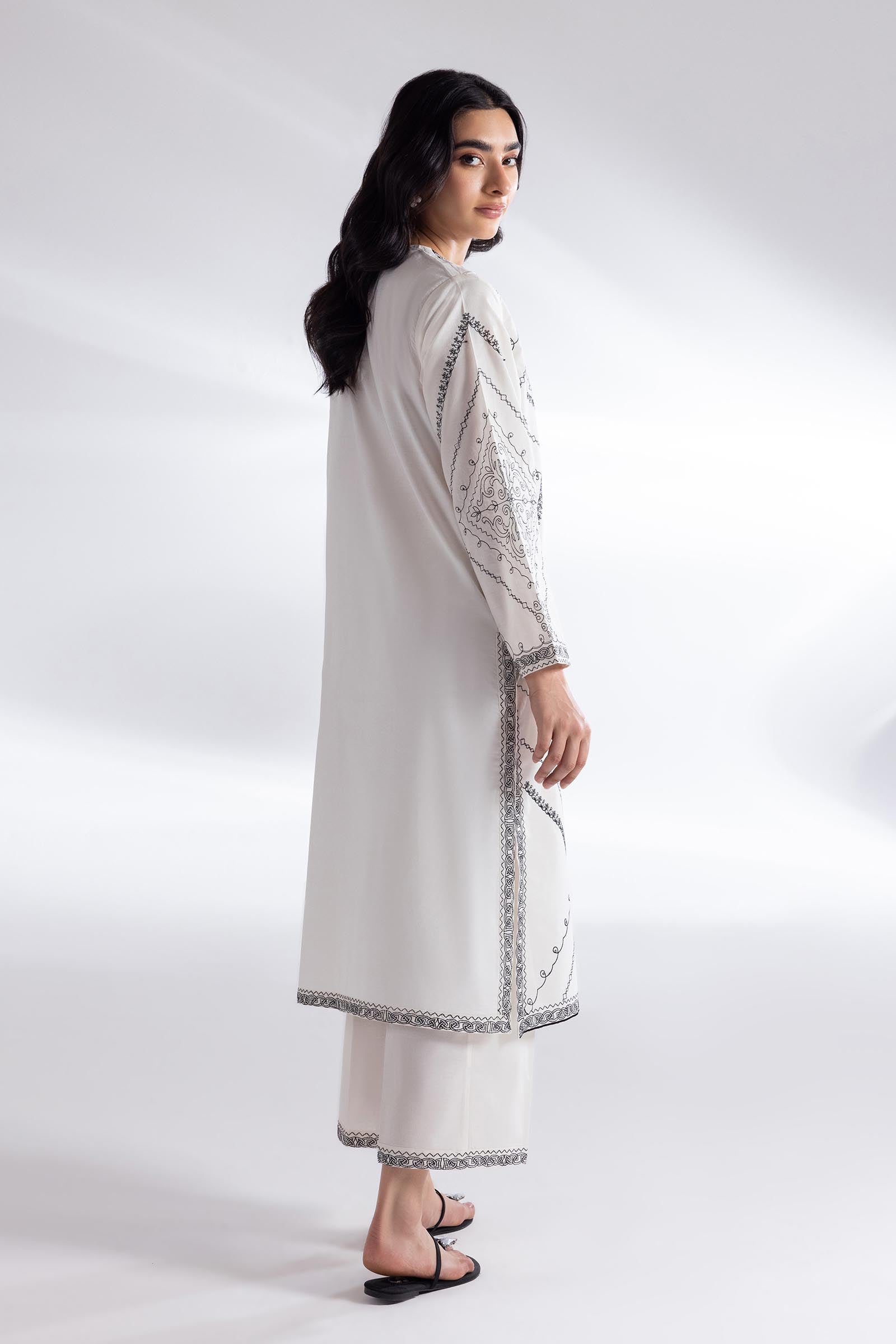 Stitched Lawn Embroidered Shirt + Culotte