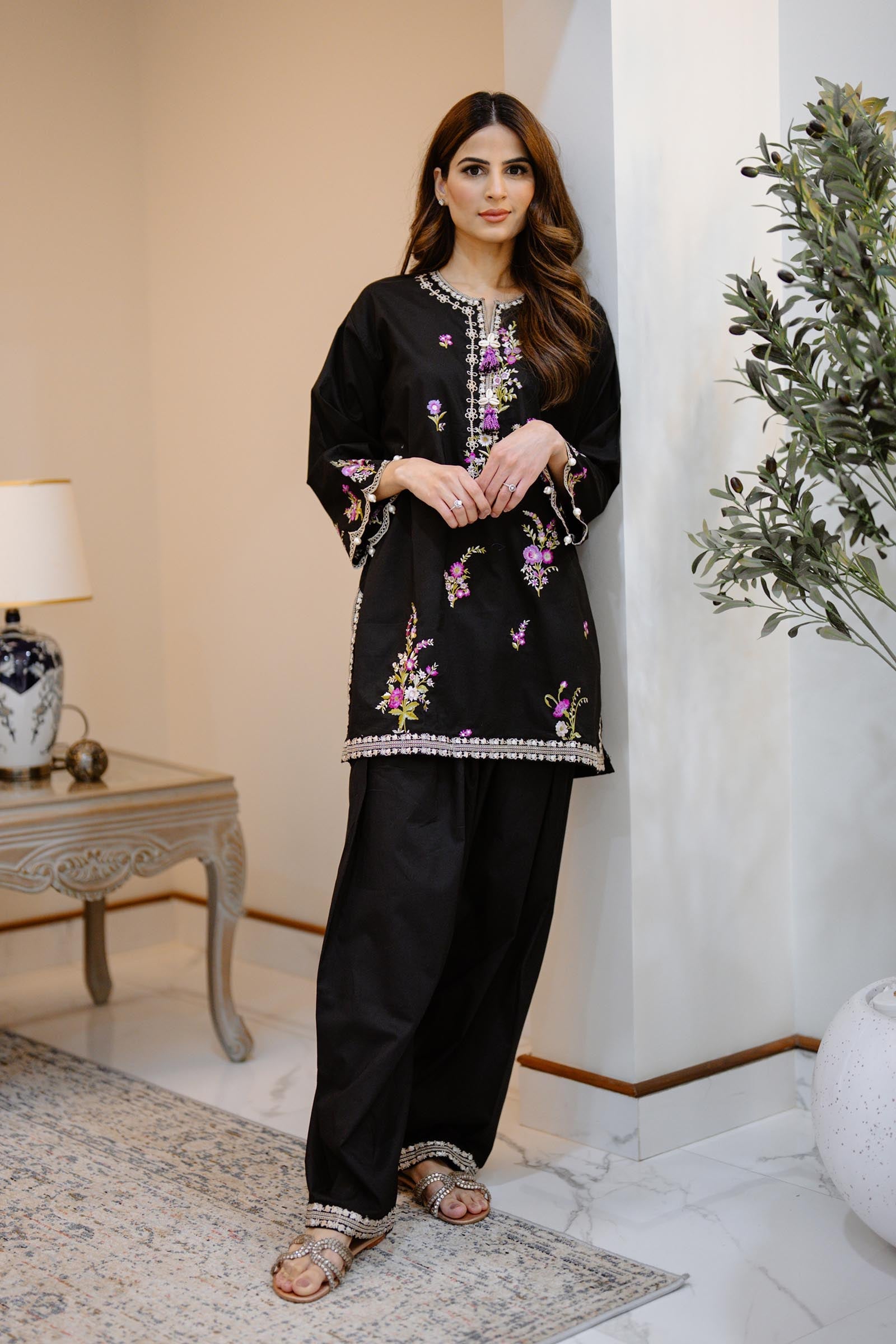Stitched Lawn Embroidered Shirt + Shalwar