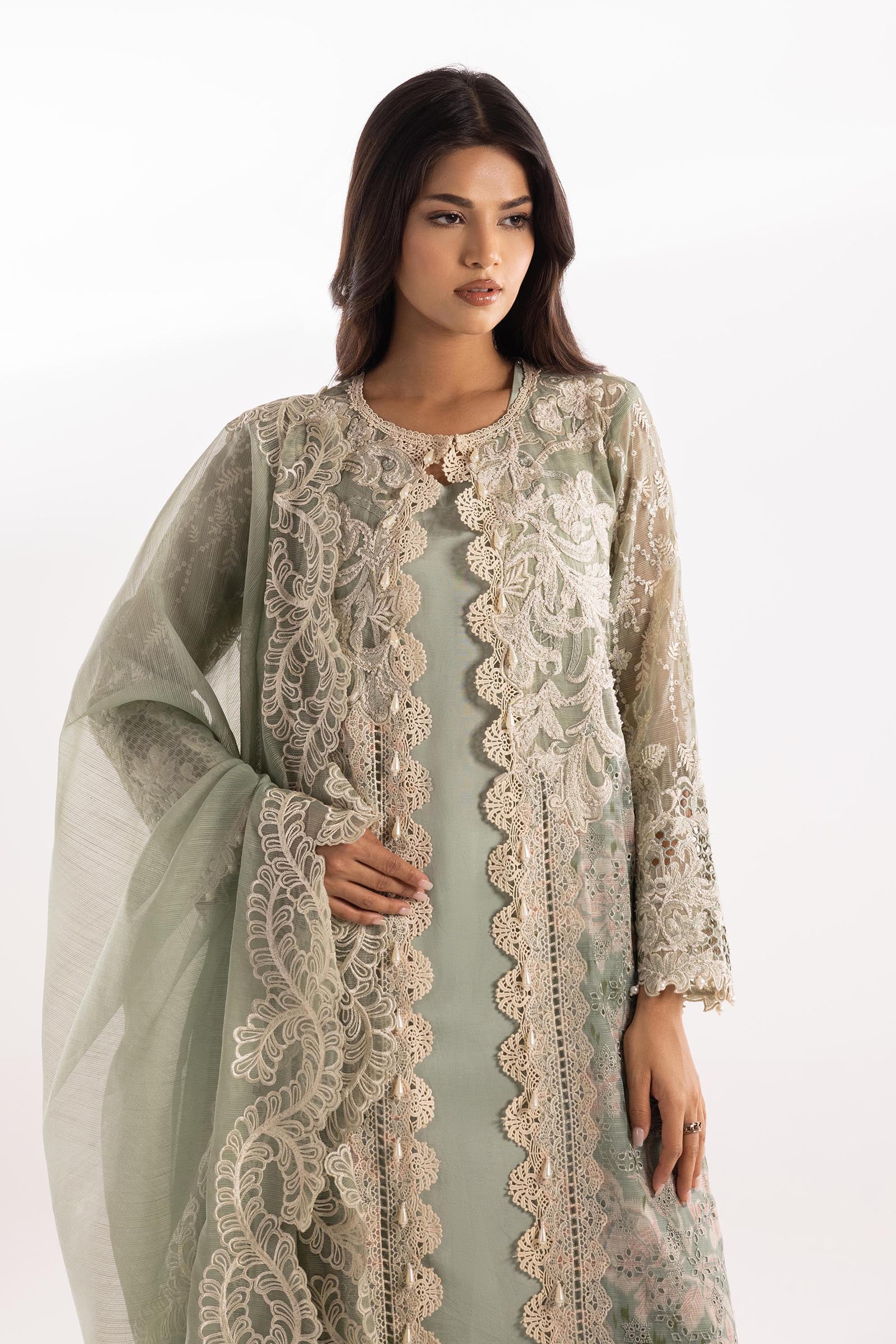 Stitched Cotton Embroidered Suit