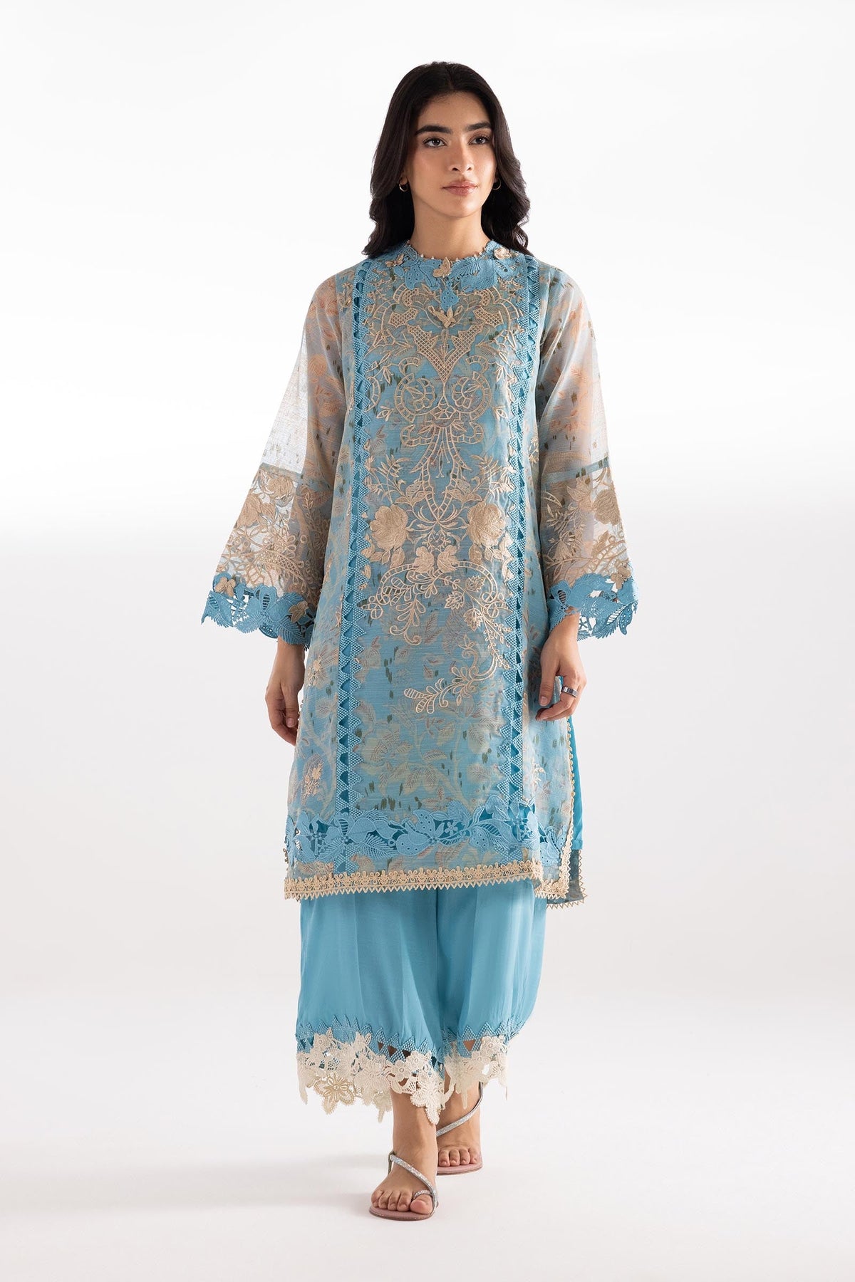 Stitched Blended Embroidered Shirt + Bottom