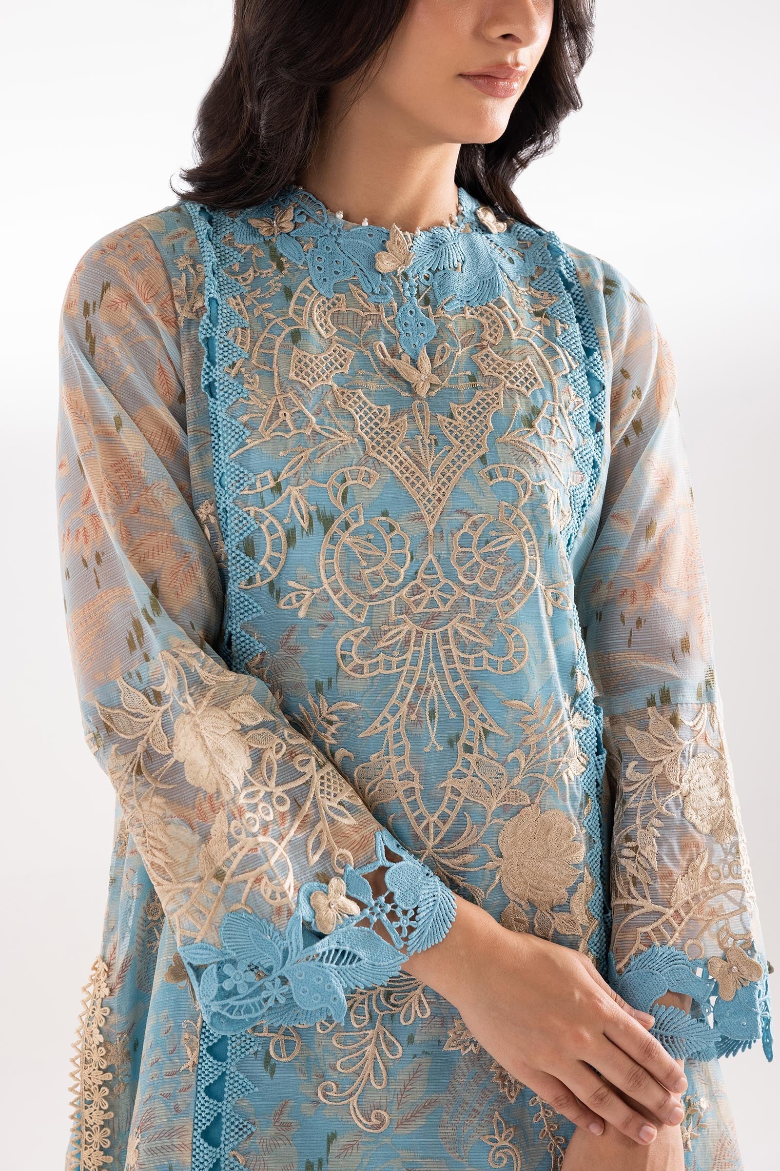 Stitched Blended Embroidered Shirt + Bottom