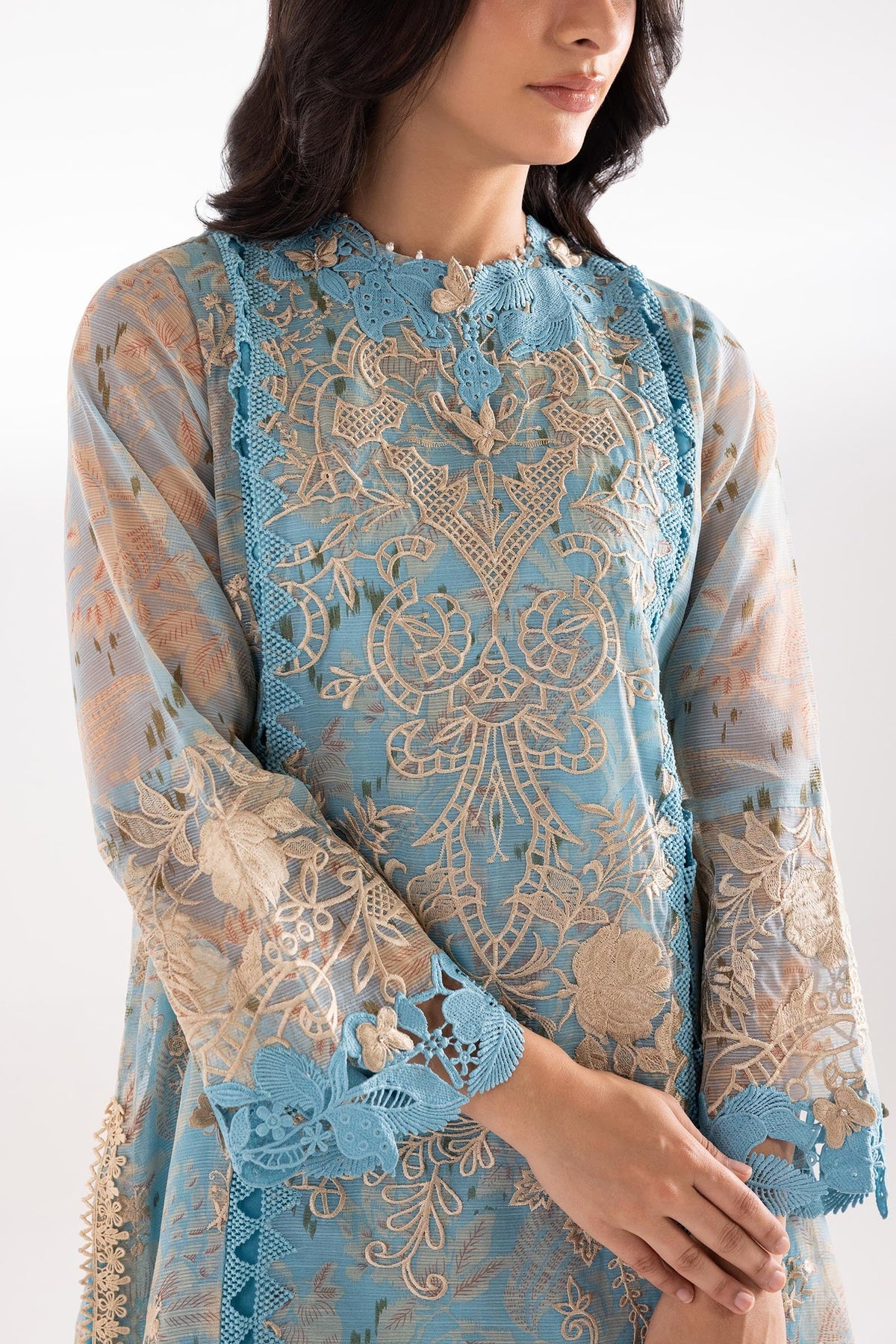 Stitched Blended Embroidered Shirt + Bottom