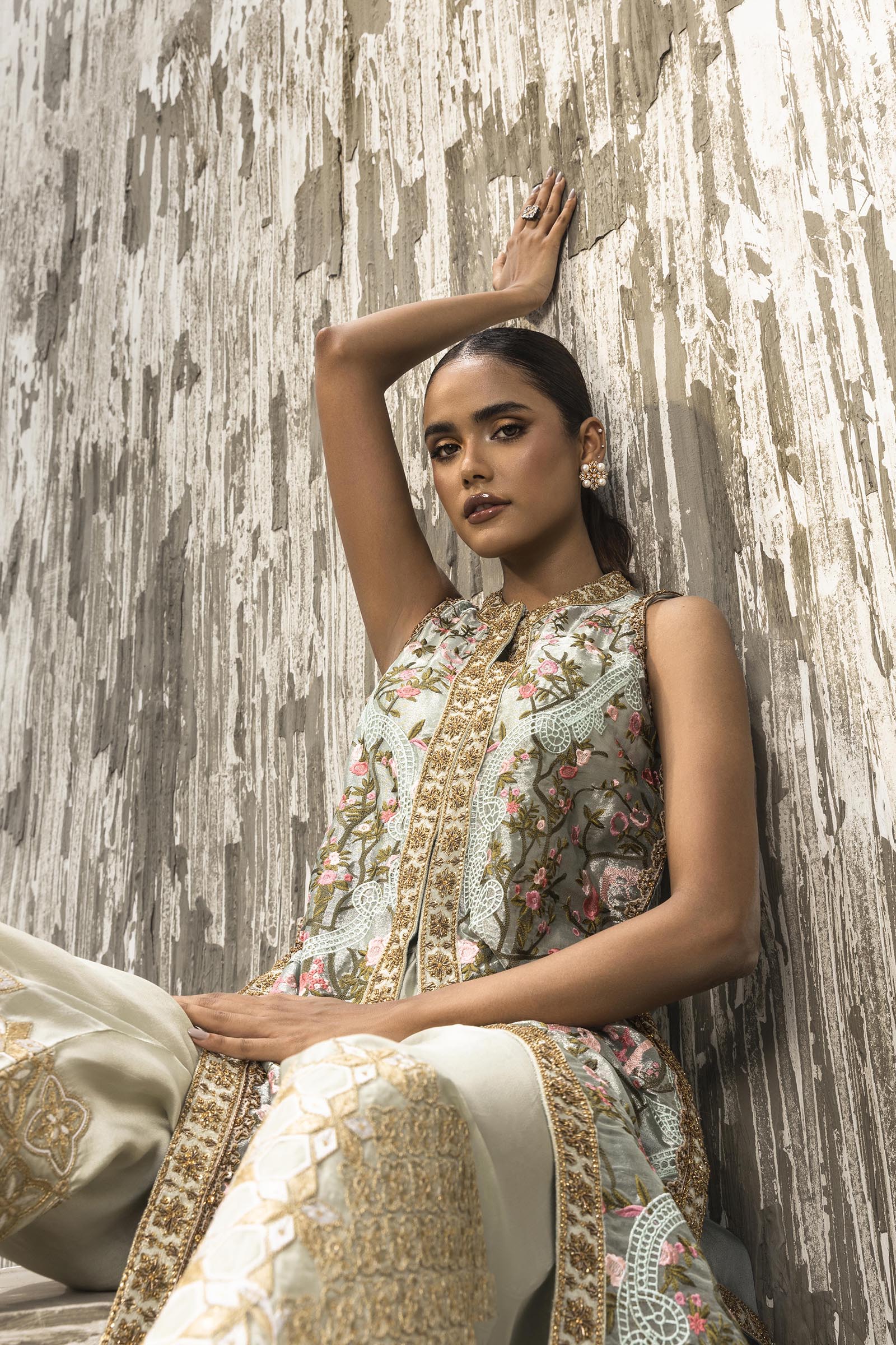 Stitched Luxury Embroidered Sleeveless Shirt + Bottom + Dupatta