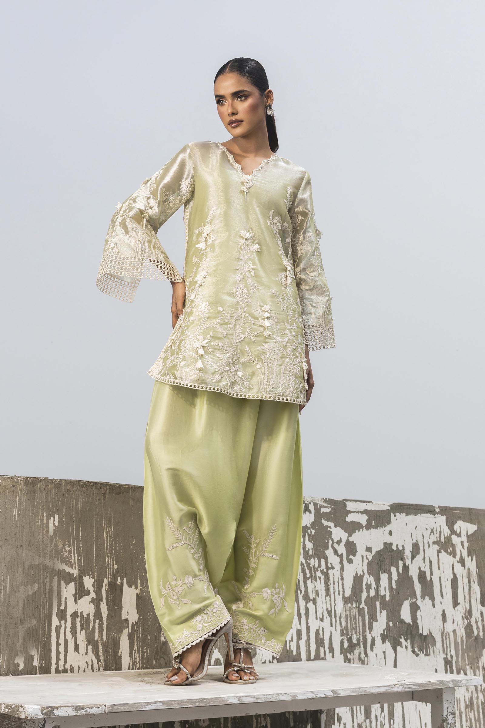 Stitched Luxury Embroidered Shirt + Bottom