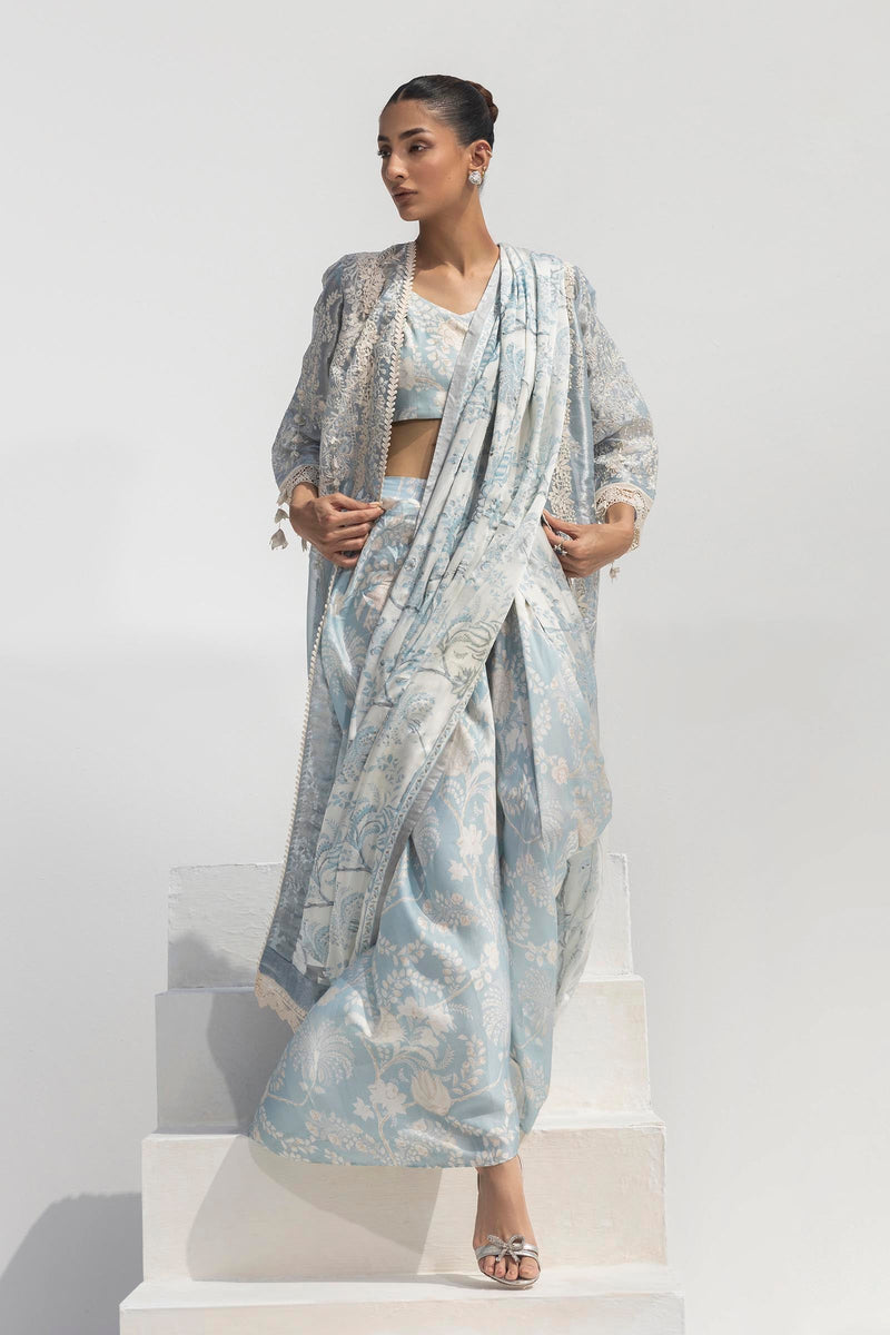 Stitched Luxury Tissue Coat + Sarong Bottom