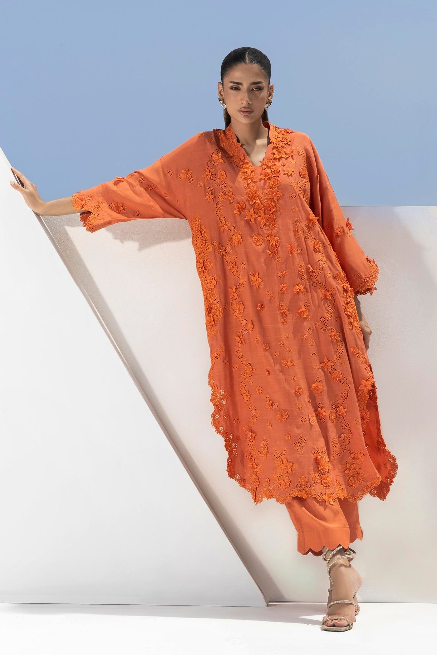 3 Piece Embroidered Double Warp Silk Suit