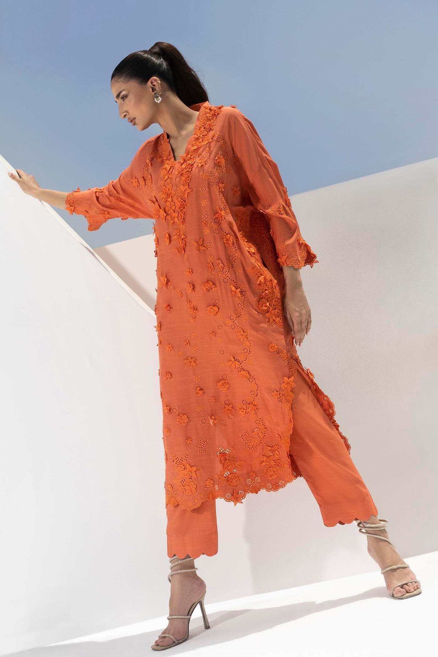 3 Piece Embroidered Double Warp Silk Suit