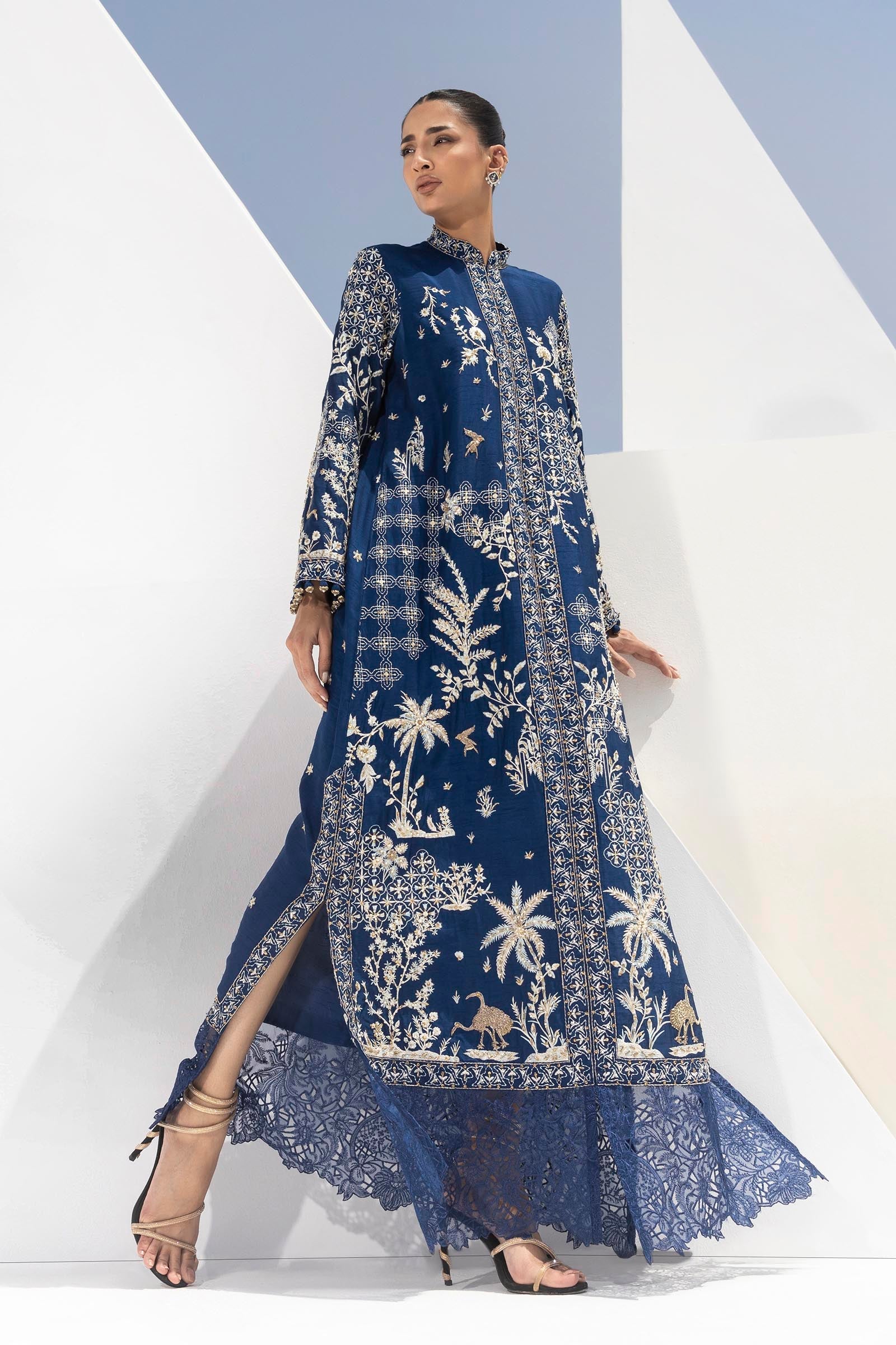Stitched Luxury Embroidered Raw Silk Shirt + Dupatta