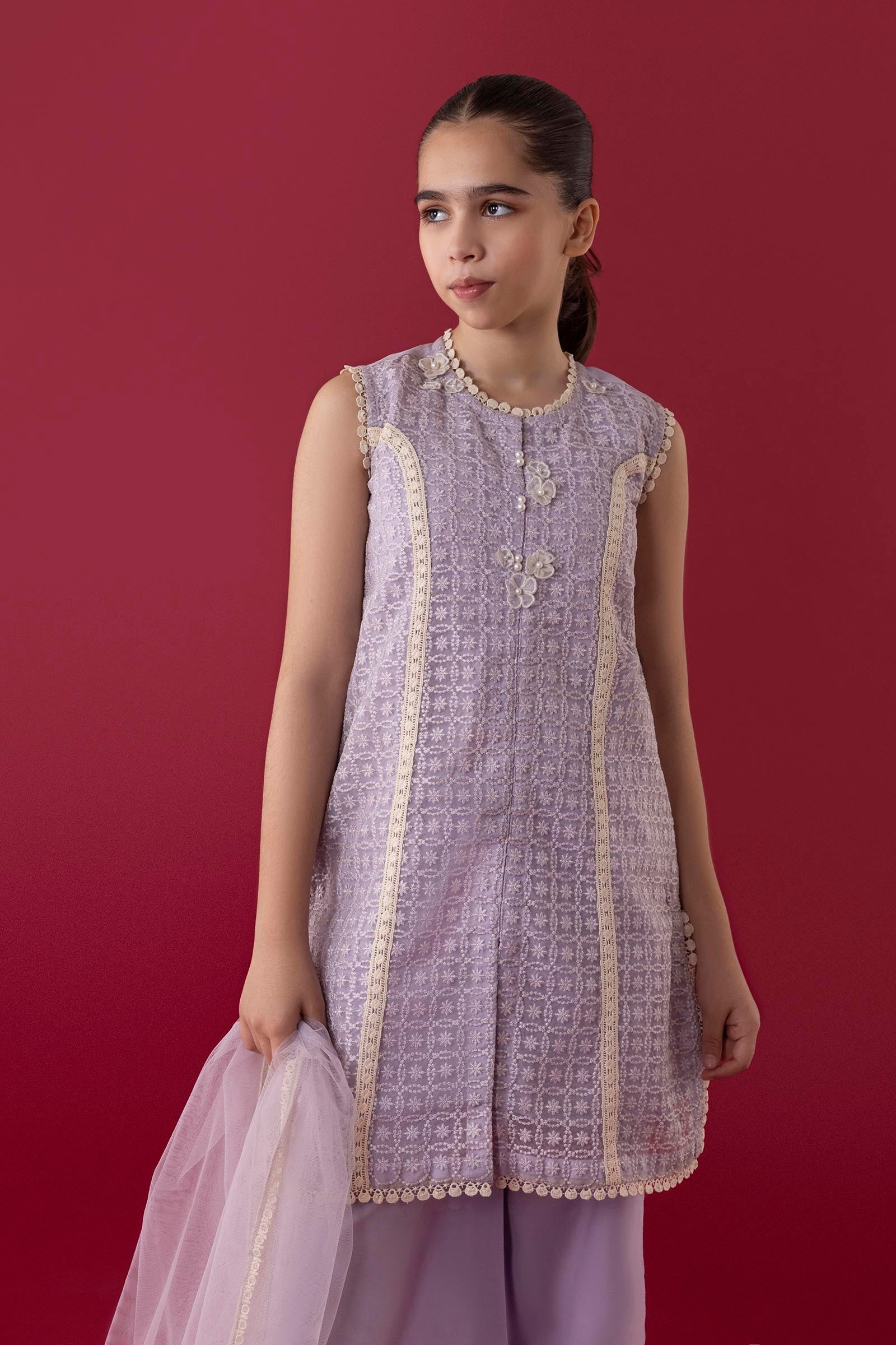 Stitched Kids Organza Embroidered Suit