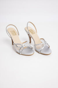 Silver Rhinestone Slingback Heels