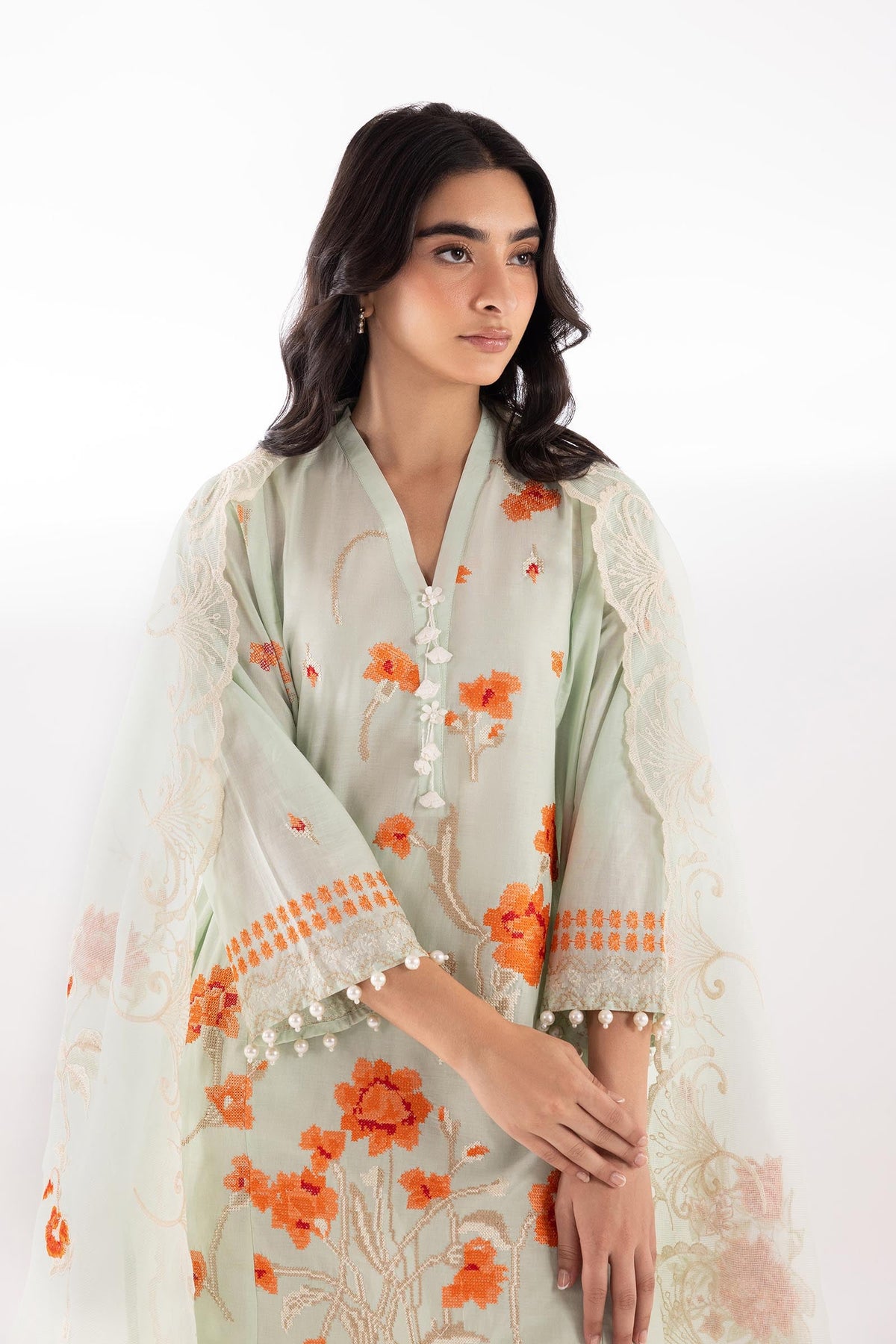 Stitched Muzlin Embroidered Lawn Shirt