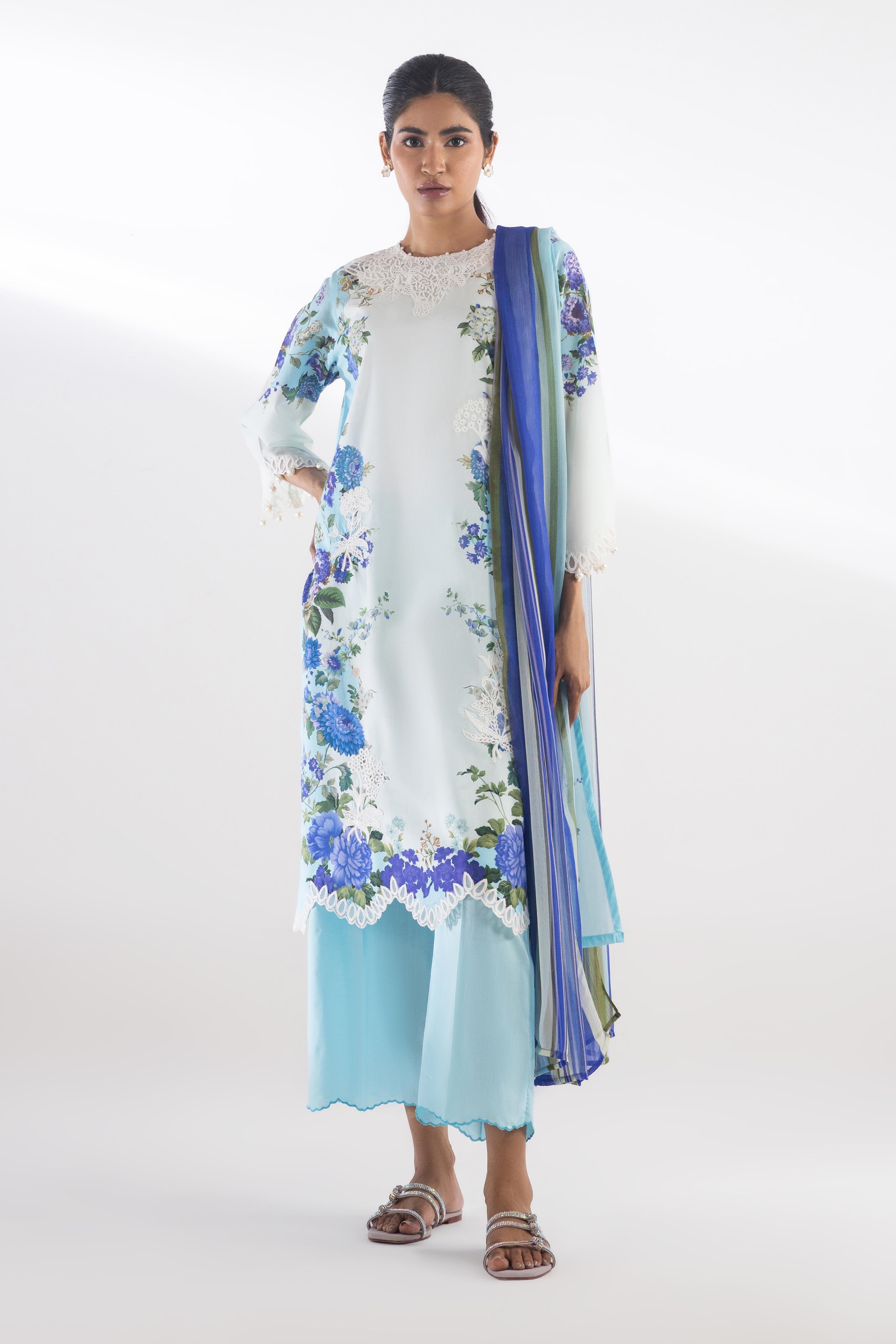 Stitched Printed Chiffon Dupatta