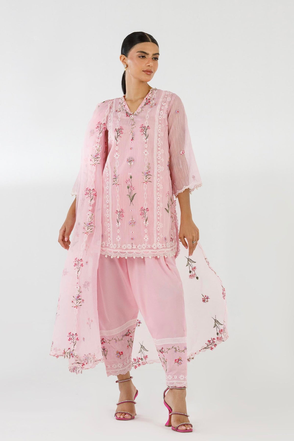 Stitched Embroidered Muzlin Suit