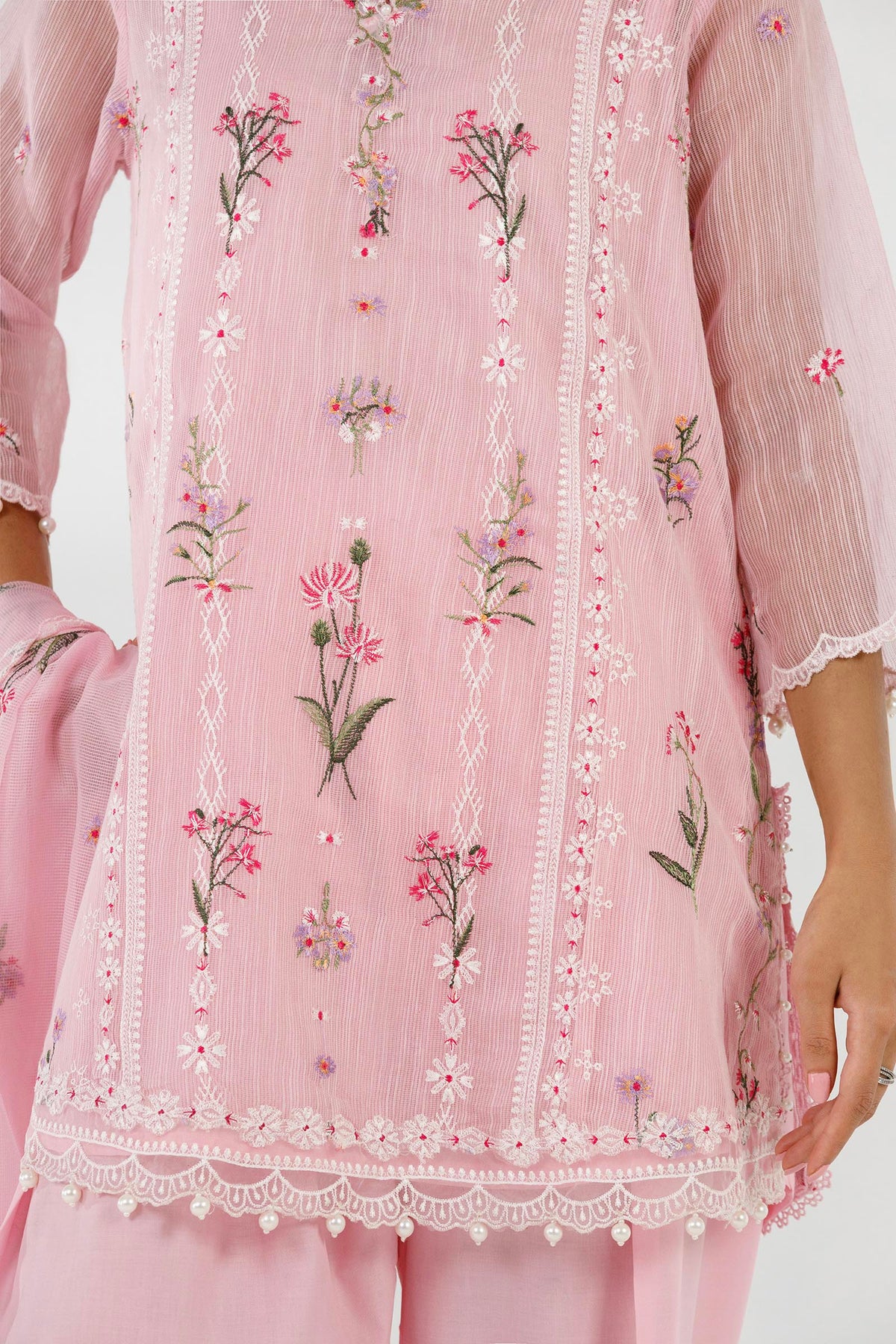 Stitched Embroidered Muzlin Suit
