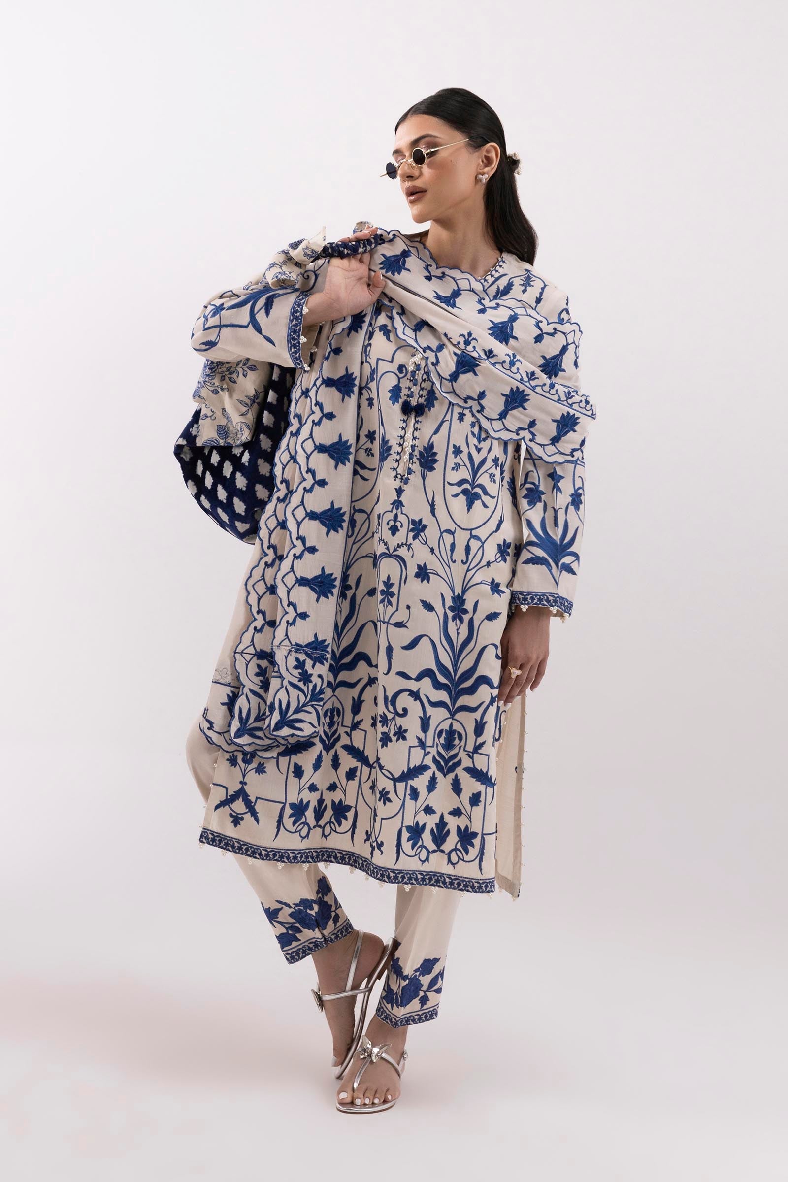 Stitched Embroidered Raw Silk Shirt