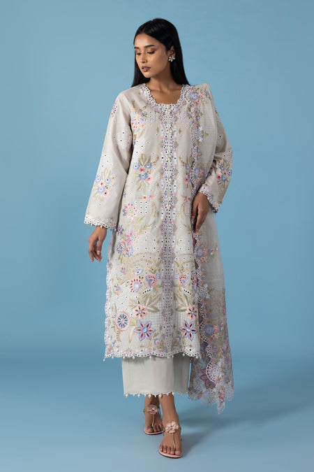 Stitched Embroidered Lawn Shirt - 1000000088938