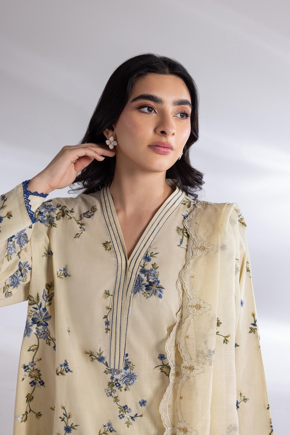 Stitched Embroidered Shirt + Bottom