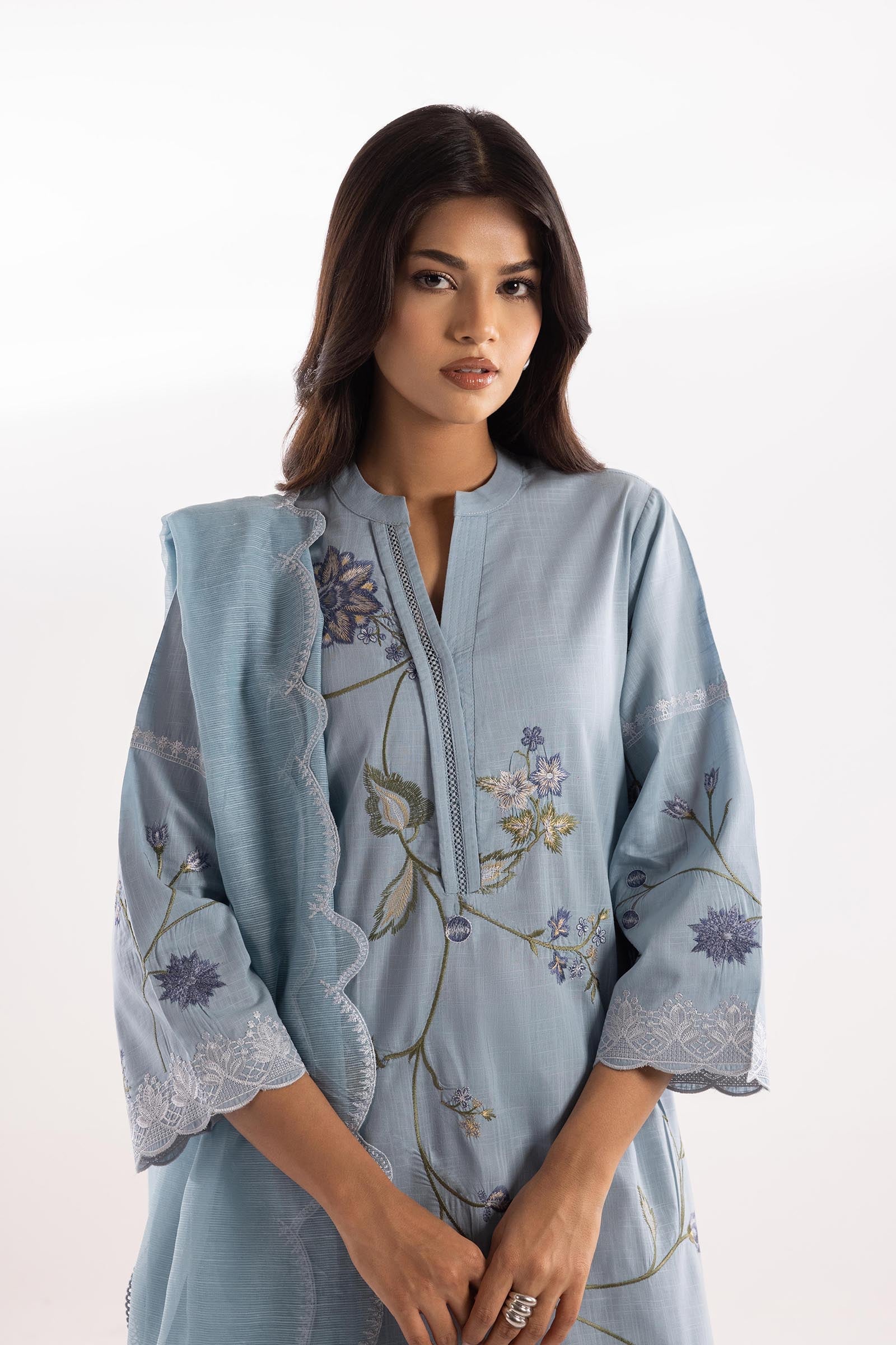 Slub Embroidered Dupatta