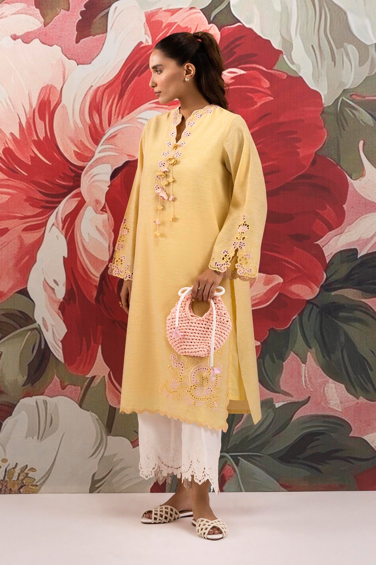 Stitched Embroidered Chambrey Shirt