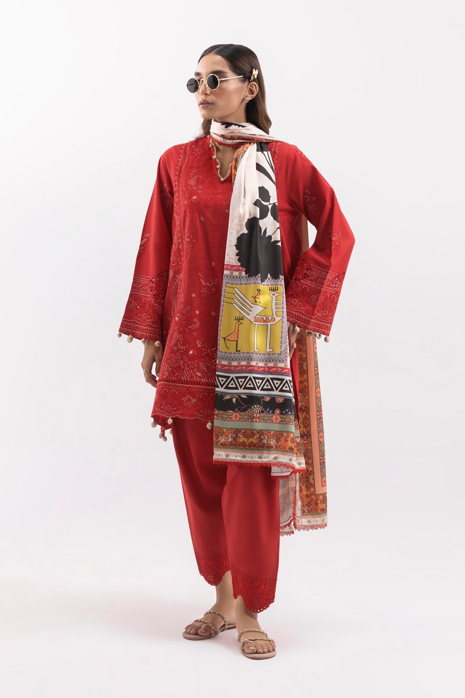 Stitched Embroidered Lawn Suit