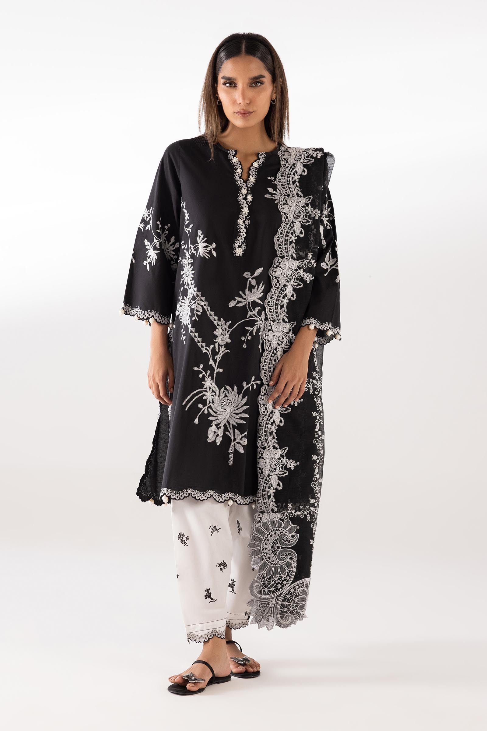 Stitched Lawn Embroidered Shirt