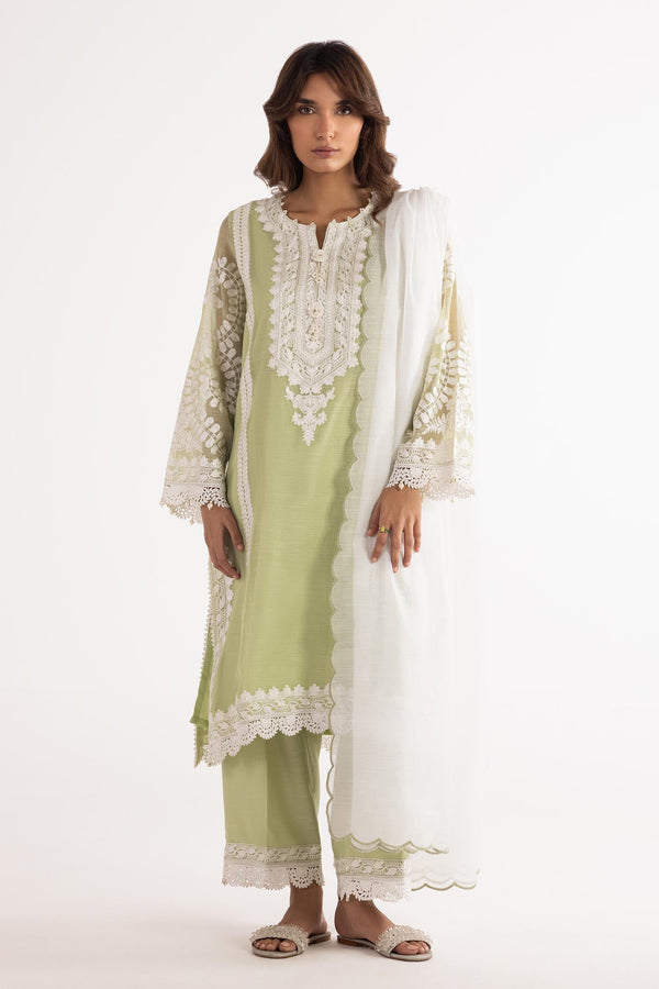Stitched Cotton Embroidered Raw Silk Culotte