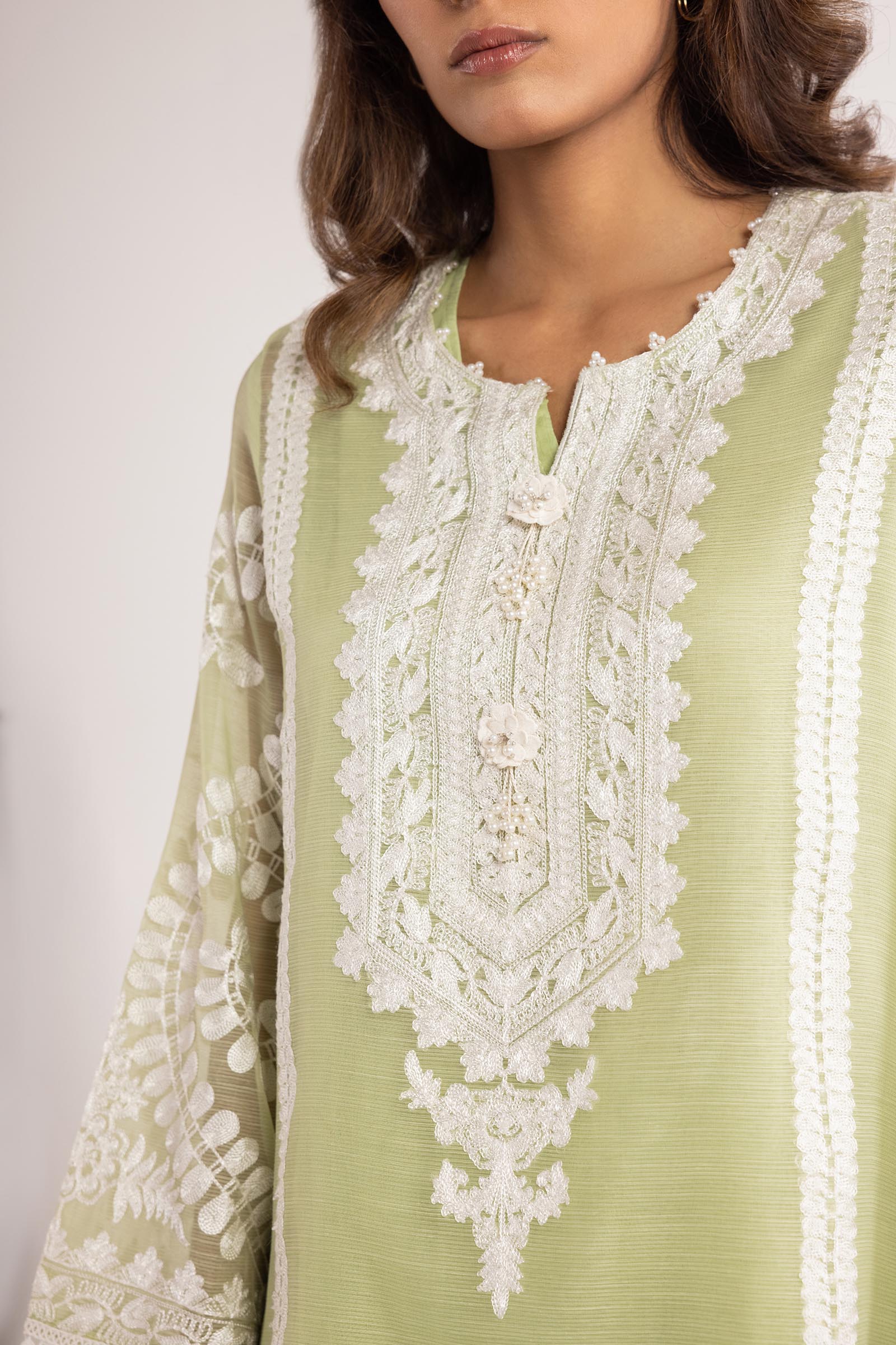 Stitched Cotton Embroidered Suit