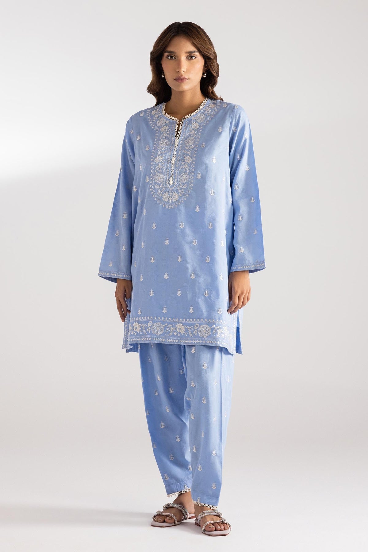 Stitched Embroidered Jacquard Shirt