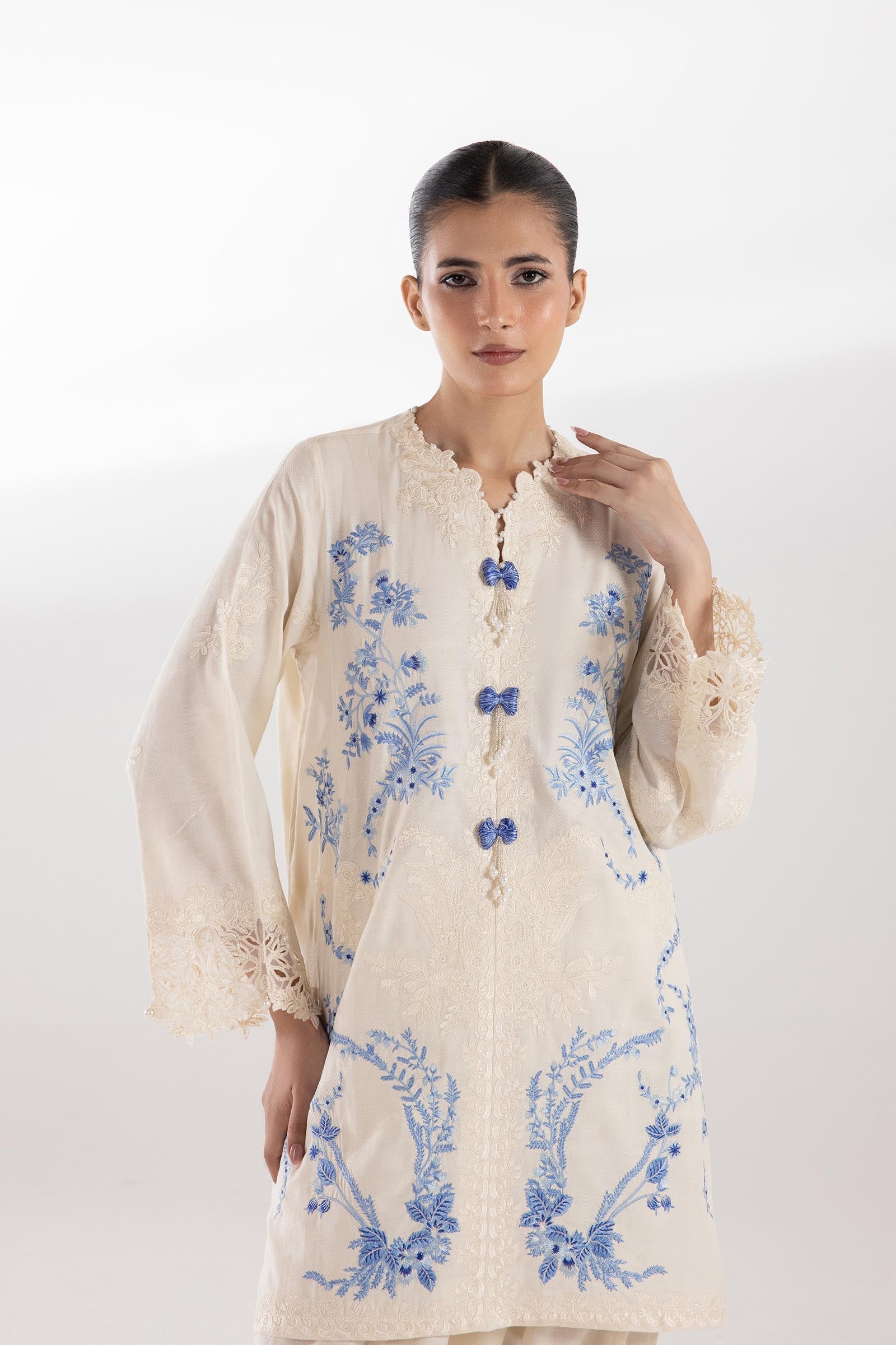 Stitched Embroidered Jacquard Shirt + Shalwar