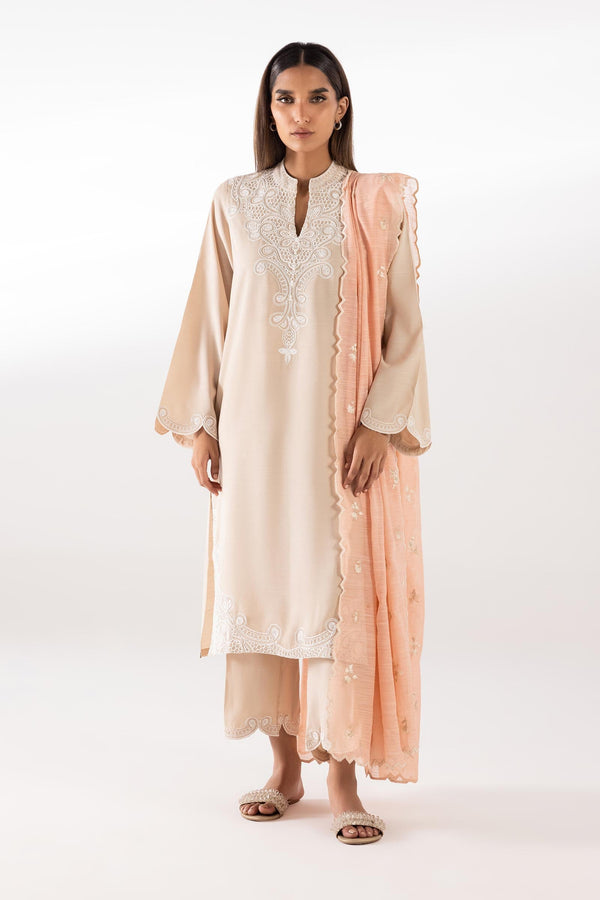 Stitched Embroidered Raw Silk Shirt + Culotte