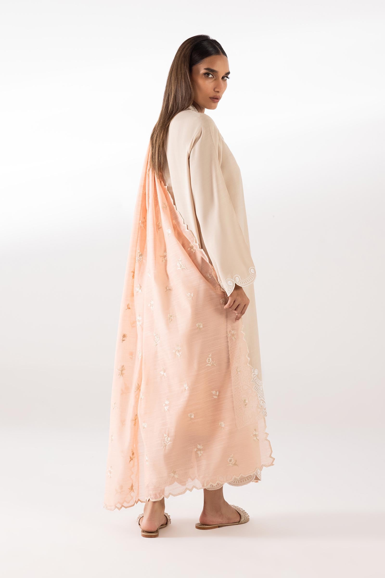 Stitched Embroidered Raw Silk Shirt + Culotte